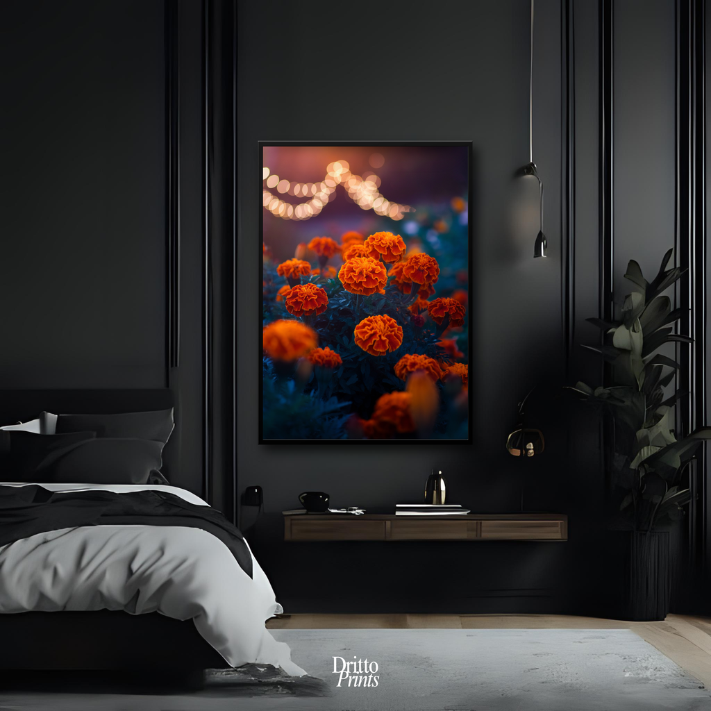 (FD19) Golden Marigolds - Framed matte paper poster