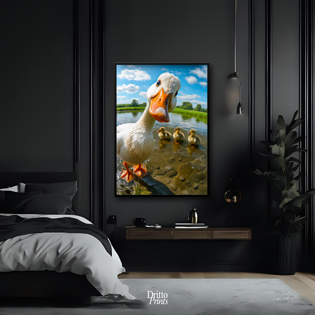 (FD15) Duck, Duck... Hello! - Framed matte paper poster
