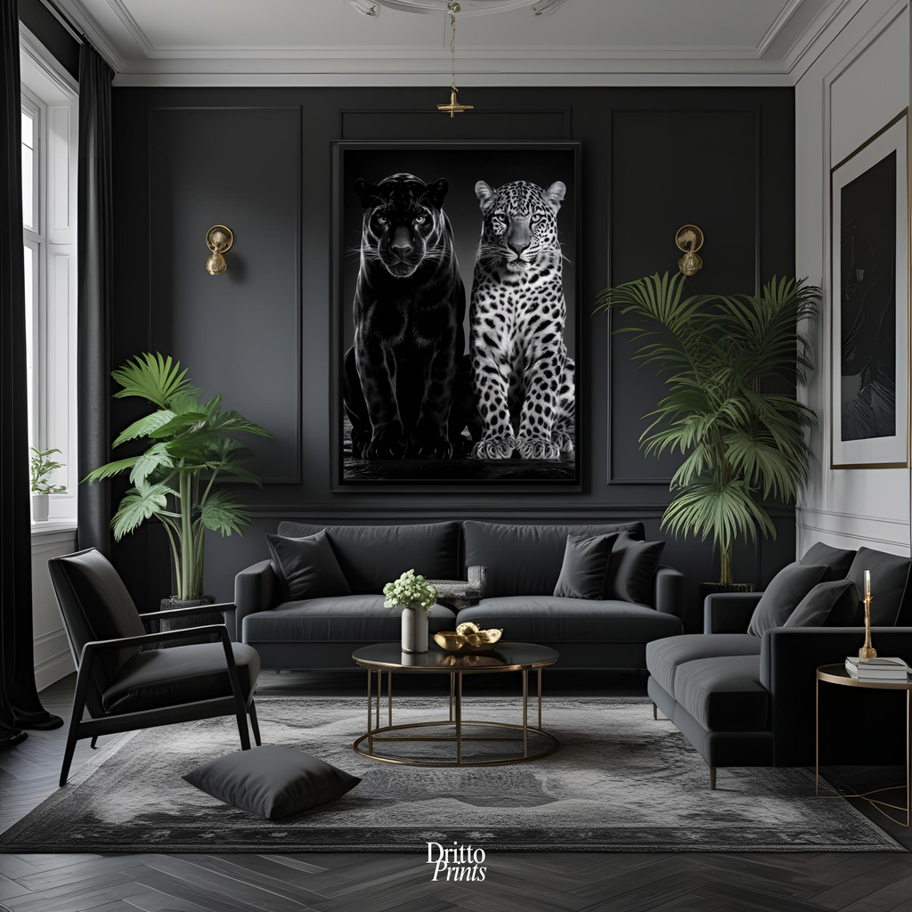 (FD5) Black Panther and Leopard – Silent Royals Framed matte paper poster
