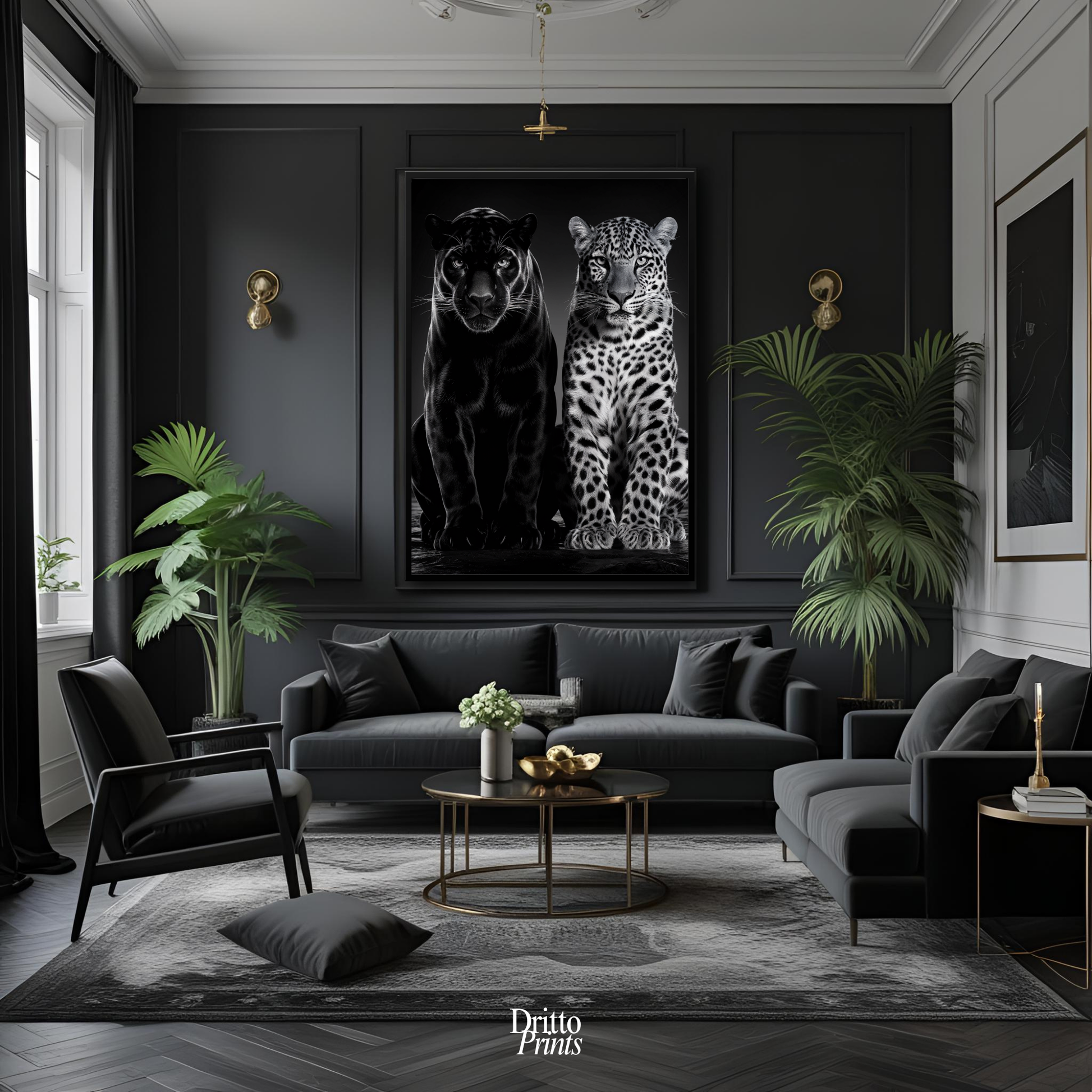 (FD5) Black Panther and Leopard – Silent Royals Framed matte paper poster