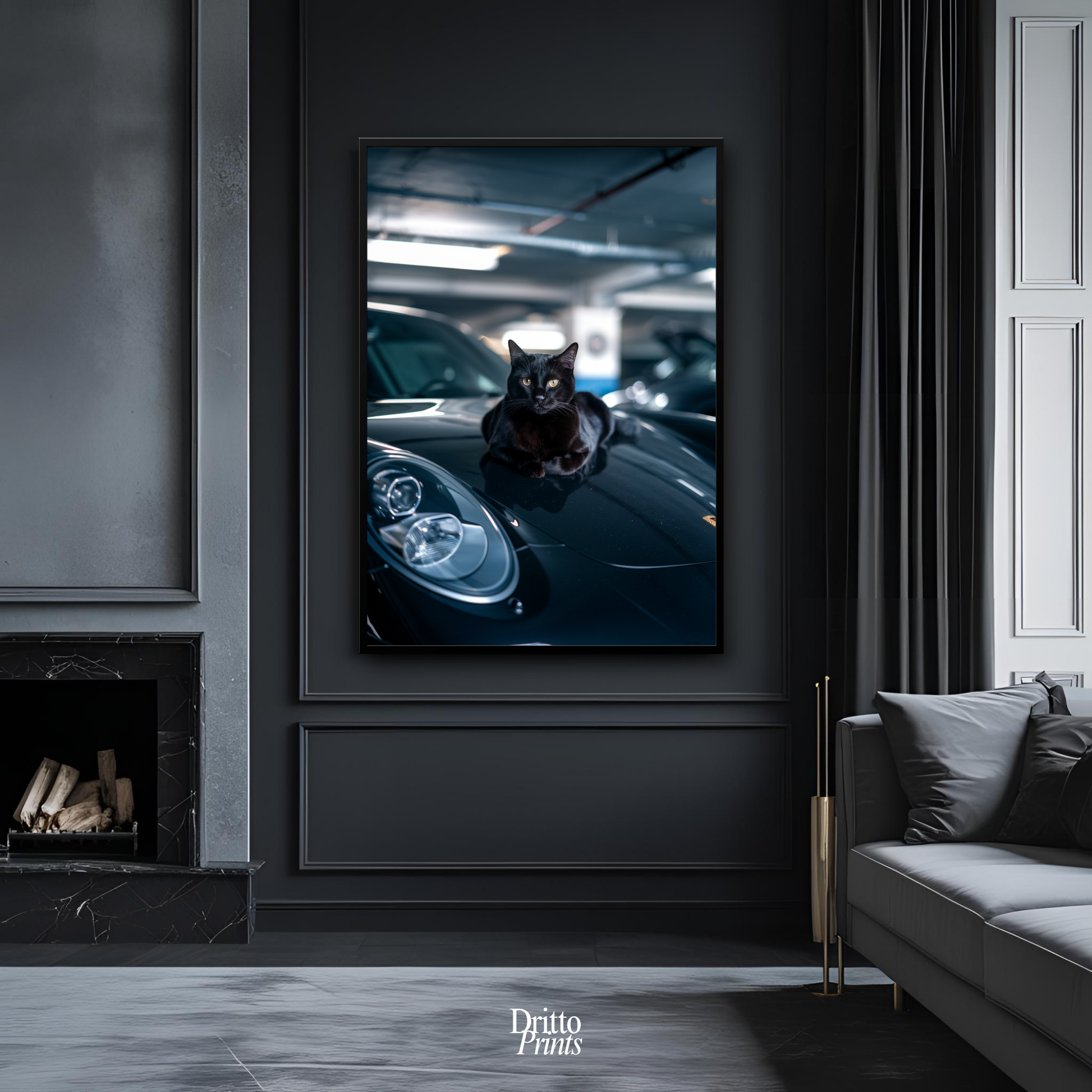 (FD9) Black Cat Turbo - Framed matte paper poster