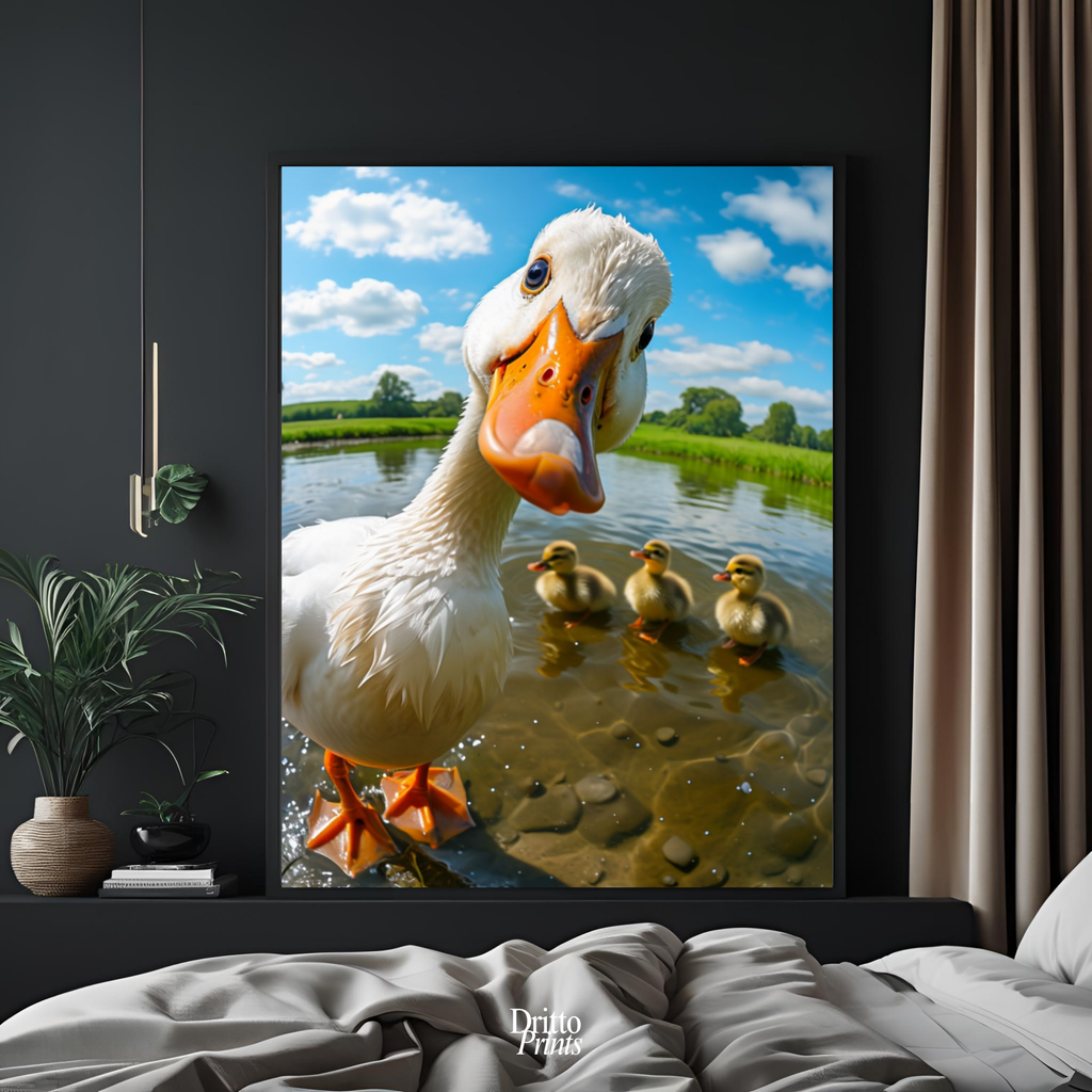 (FD15) Duck, Duck... Hello! - Framed matte paper poster