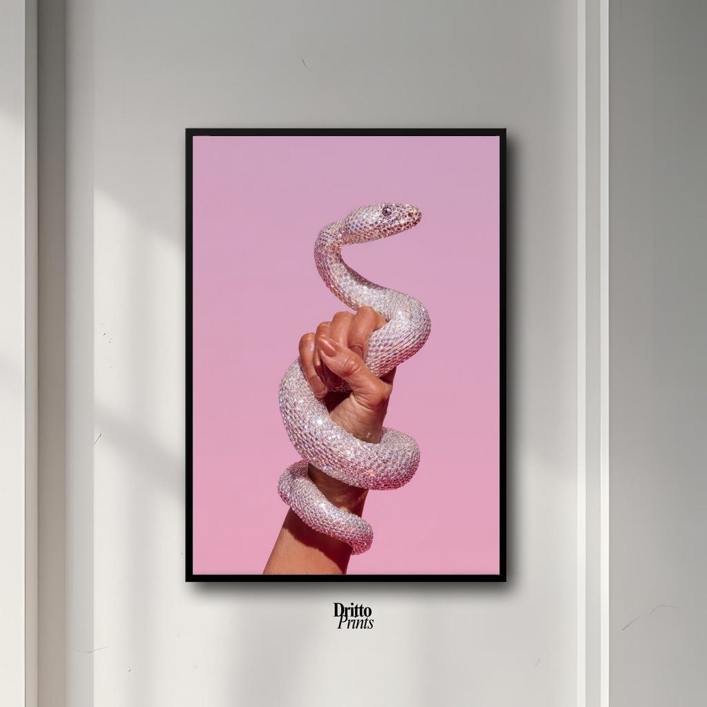(FD31) Diamond Serpent in Her Hand - Framed matte paper poster