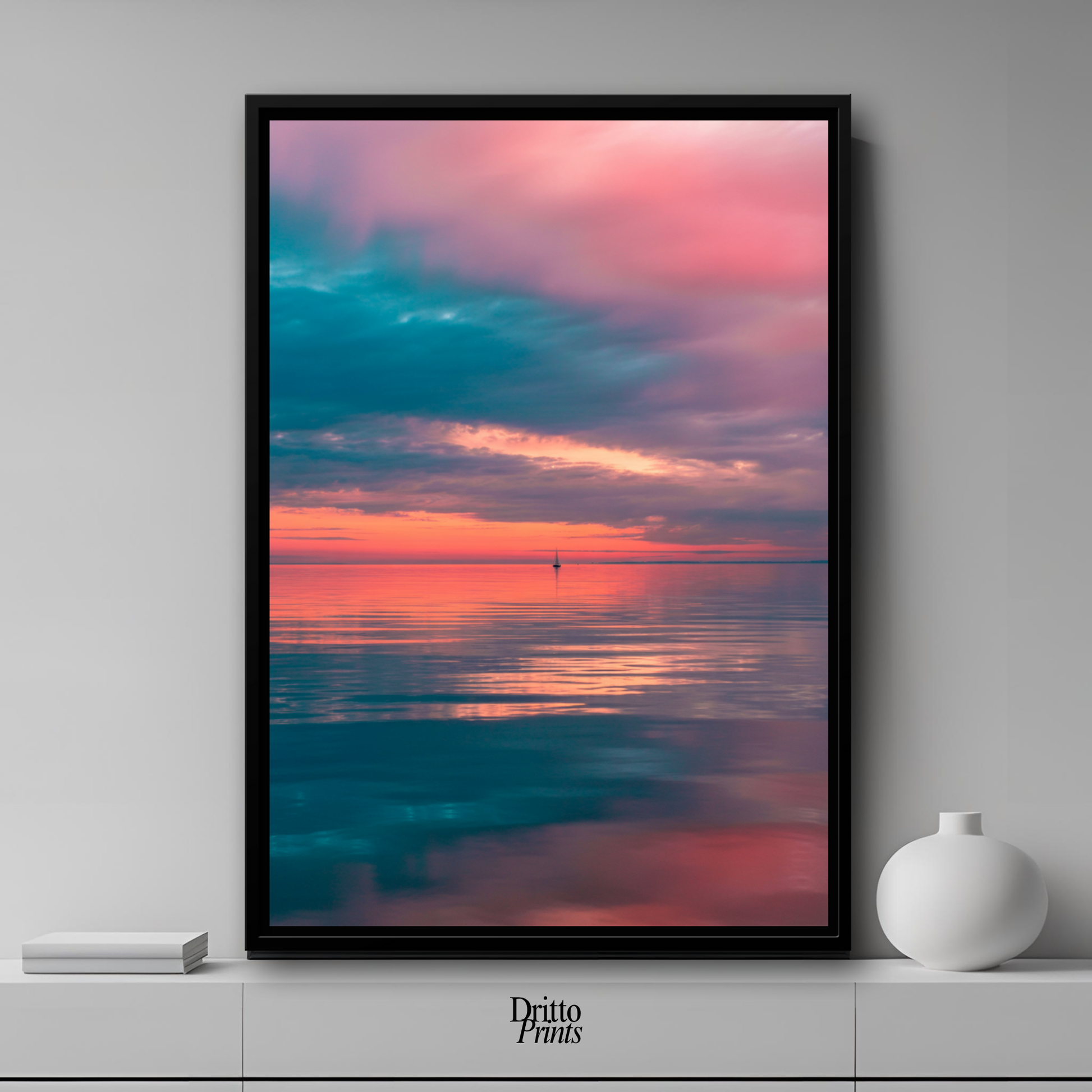 (CF4) Tranquil Neon Dawn - Framed canvas