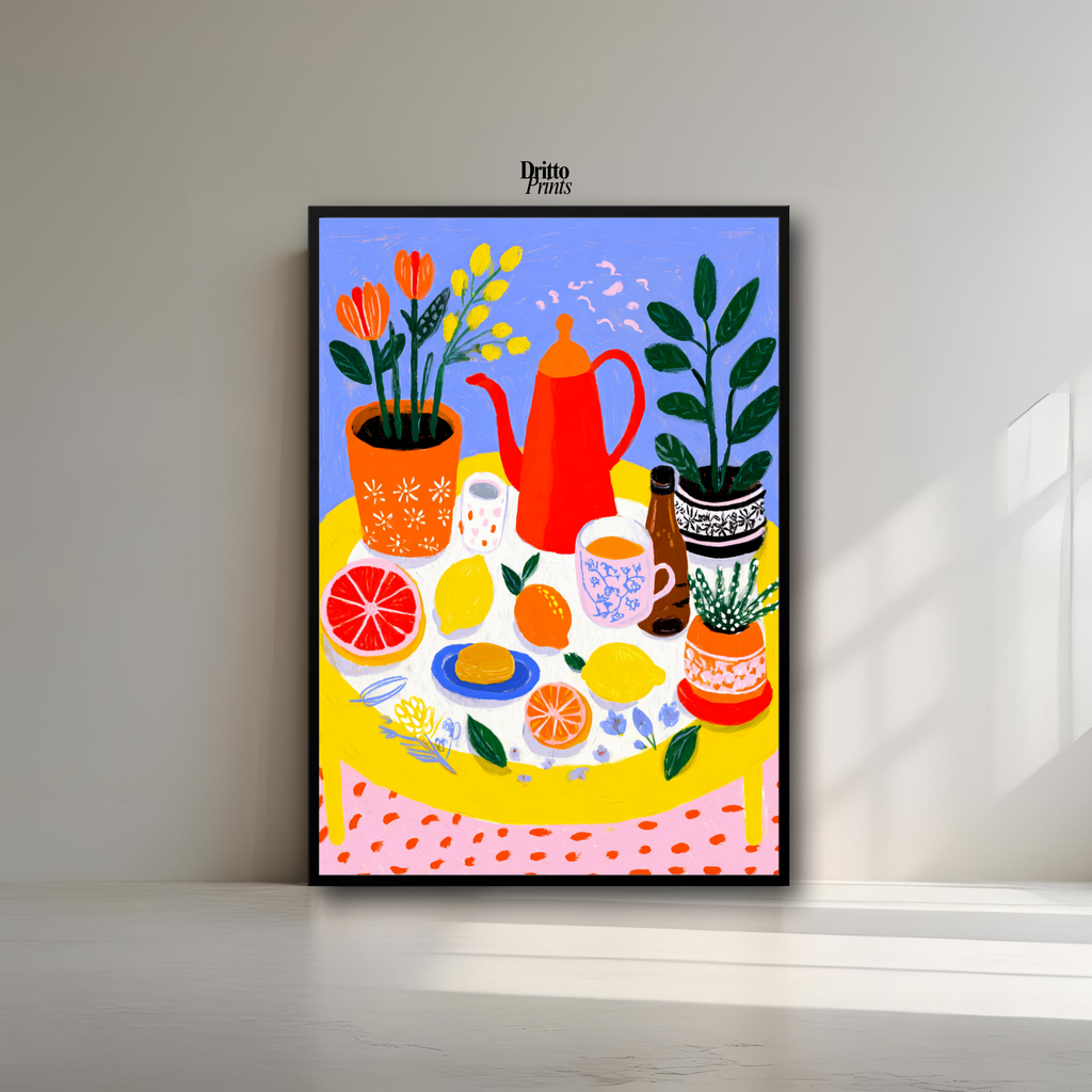 (FD44) Dacha Morning Table - Framed matte paper poster