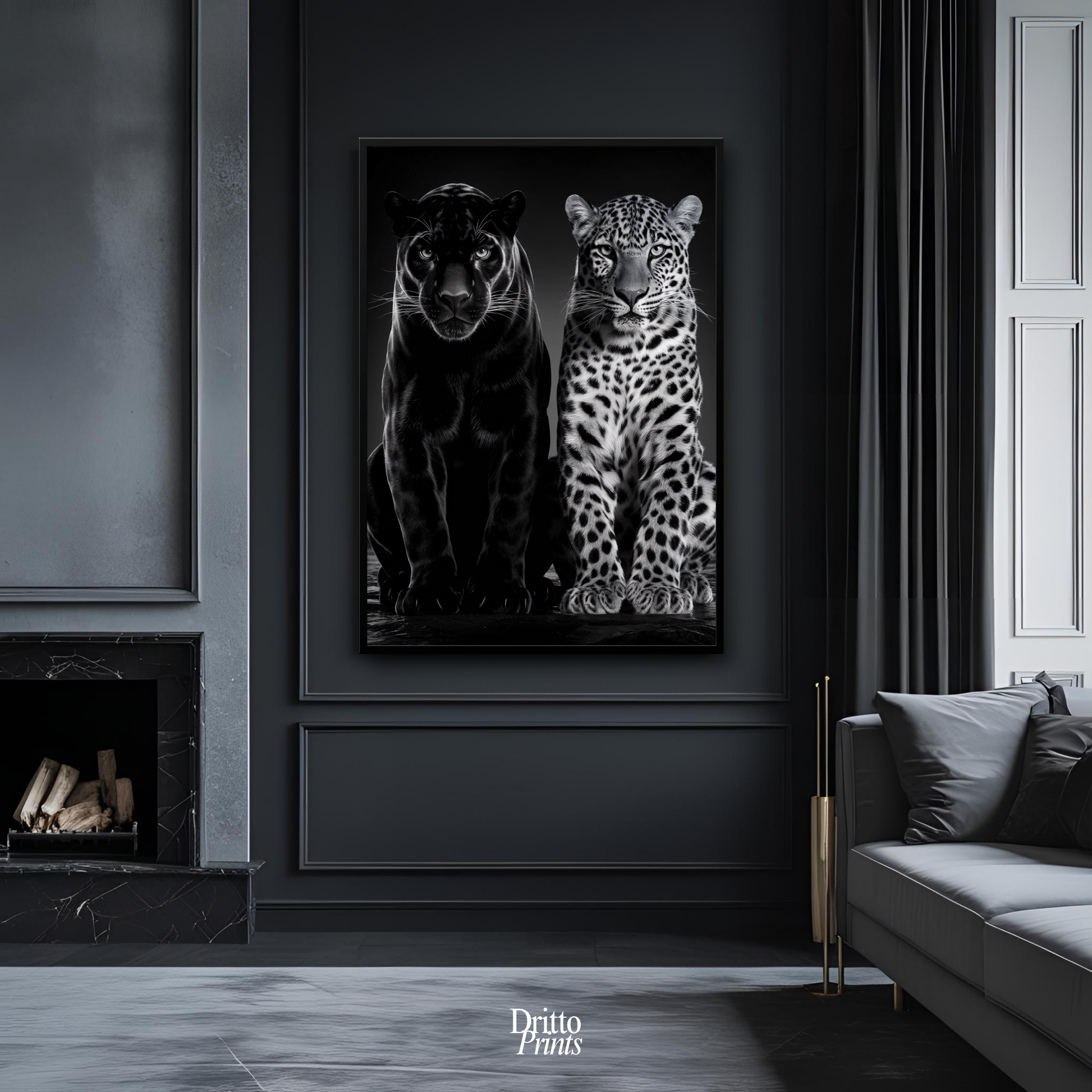 (FD5) Black Panther and Leopard – Silent Royals Framed matte paper poster