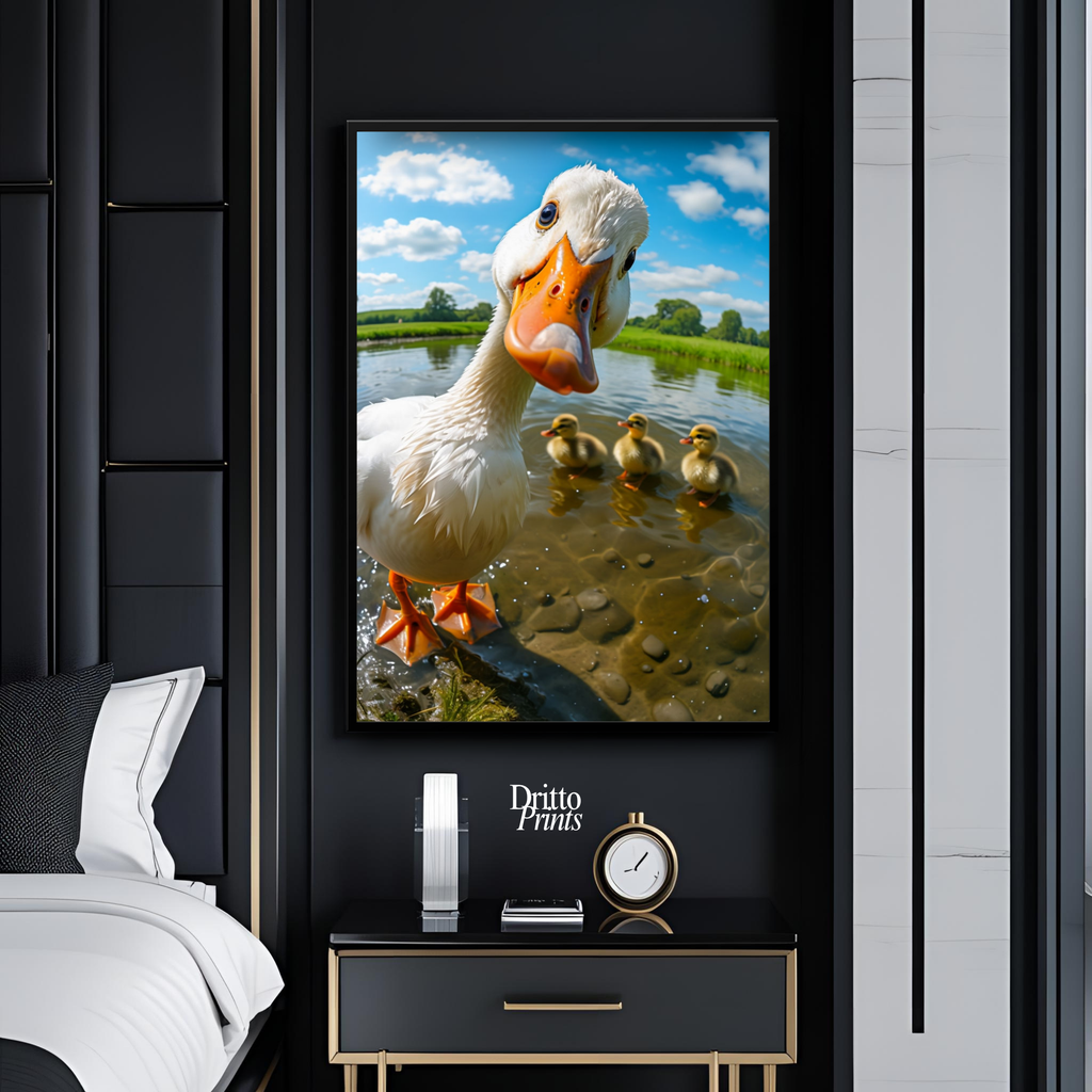 (FD15) Duck, Duck... Hello! - Framed matte paper poster