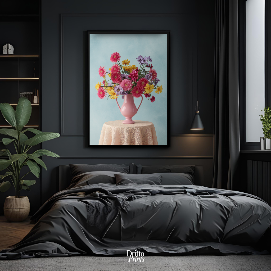 (FD20) Vibrant Grace on a Gentle Table - Framed matte paper poster