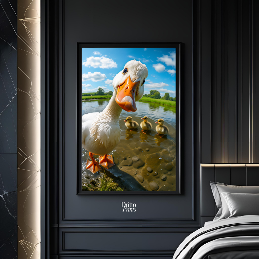 (FD15) Duck, Duck... Hello! - Framed matte paper poster