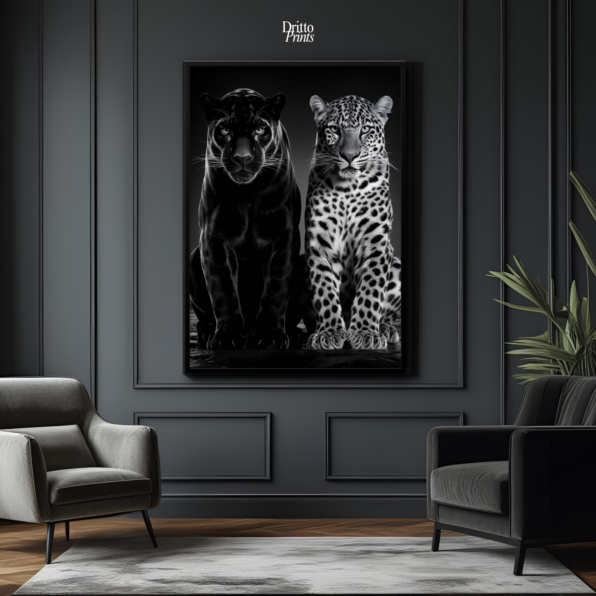 (FD5) Black Panther and Leopard – Silent Royals Framed matte paper poster