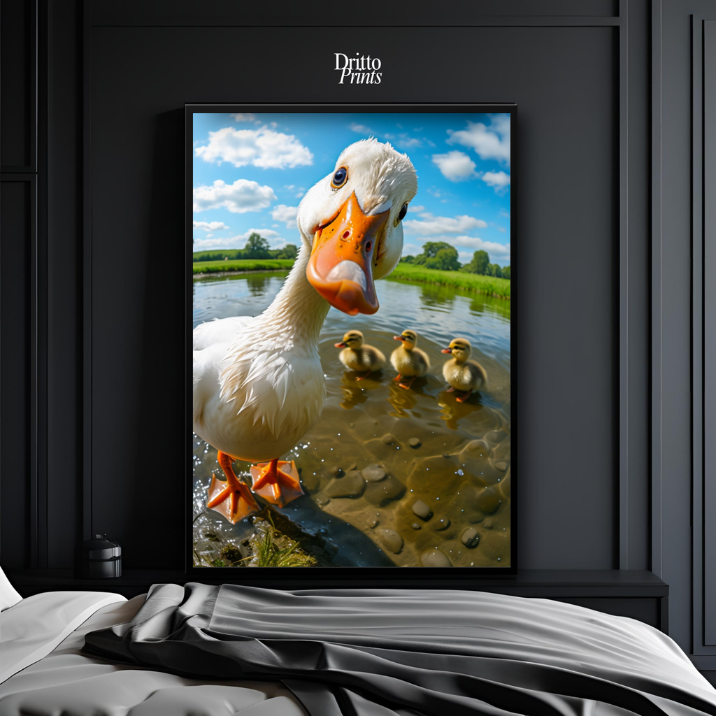 (FD15) Duck, Duck... Hello! - Framed matte paper poster