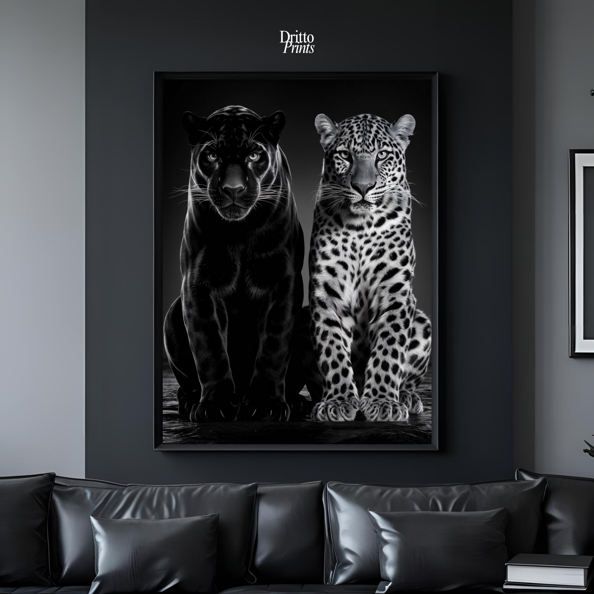 (FD5) Black Panther and Leopard – Silent Royals Framed matte paper poster