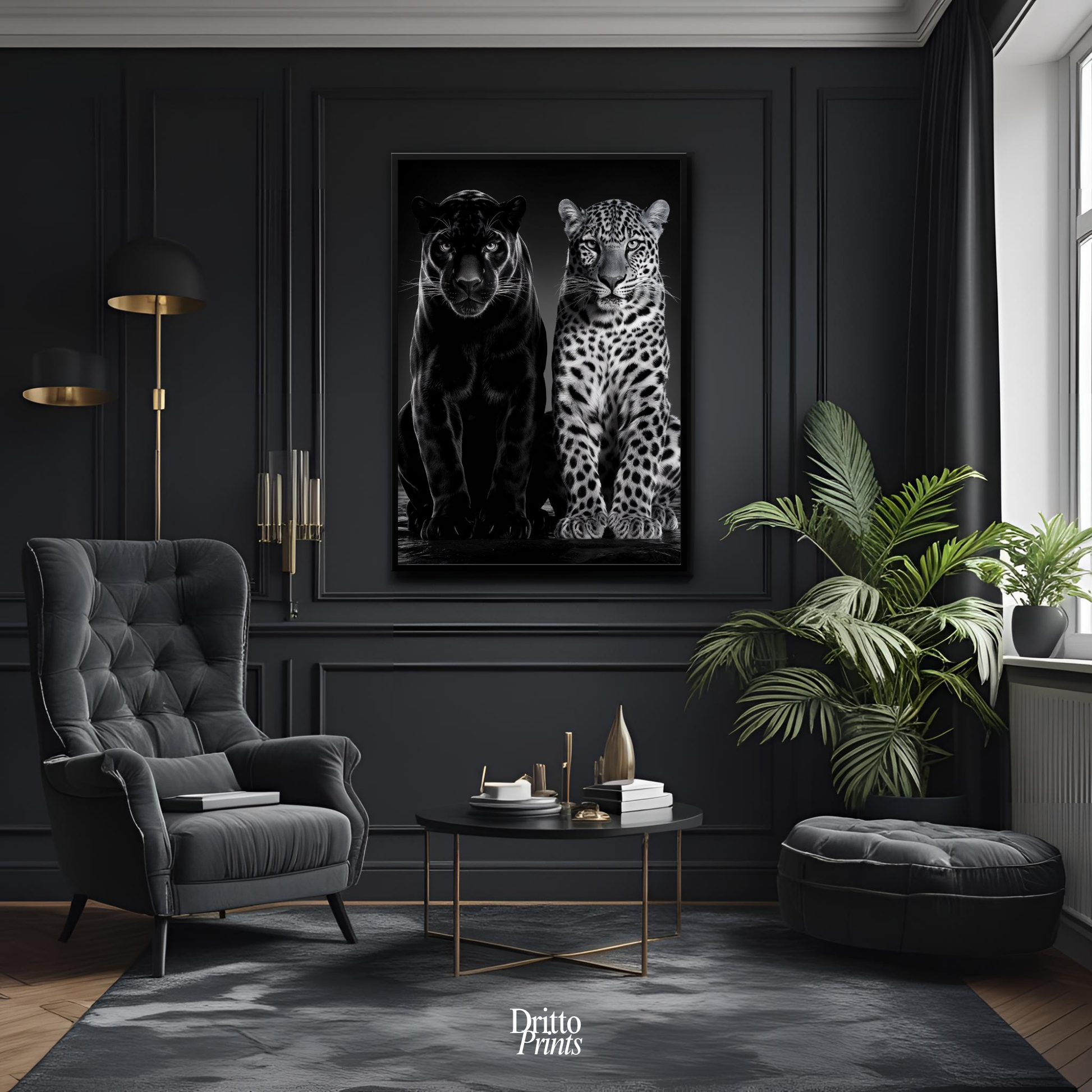 (FD5) Black Panther and Leopard – Silent Royals Framed matte paper poster