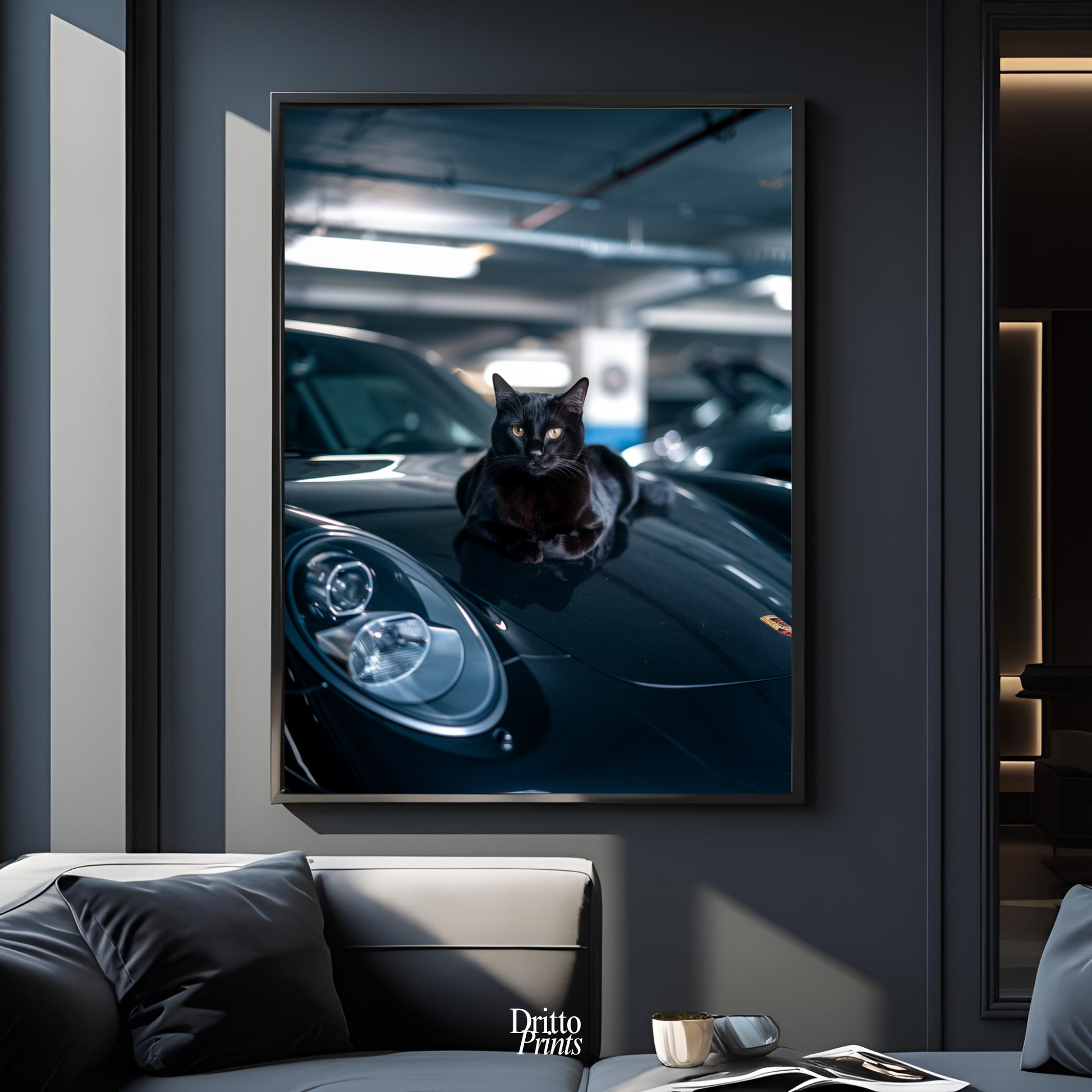 (FD9) Black Cat Turbo - Framed matte paper poster