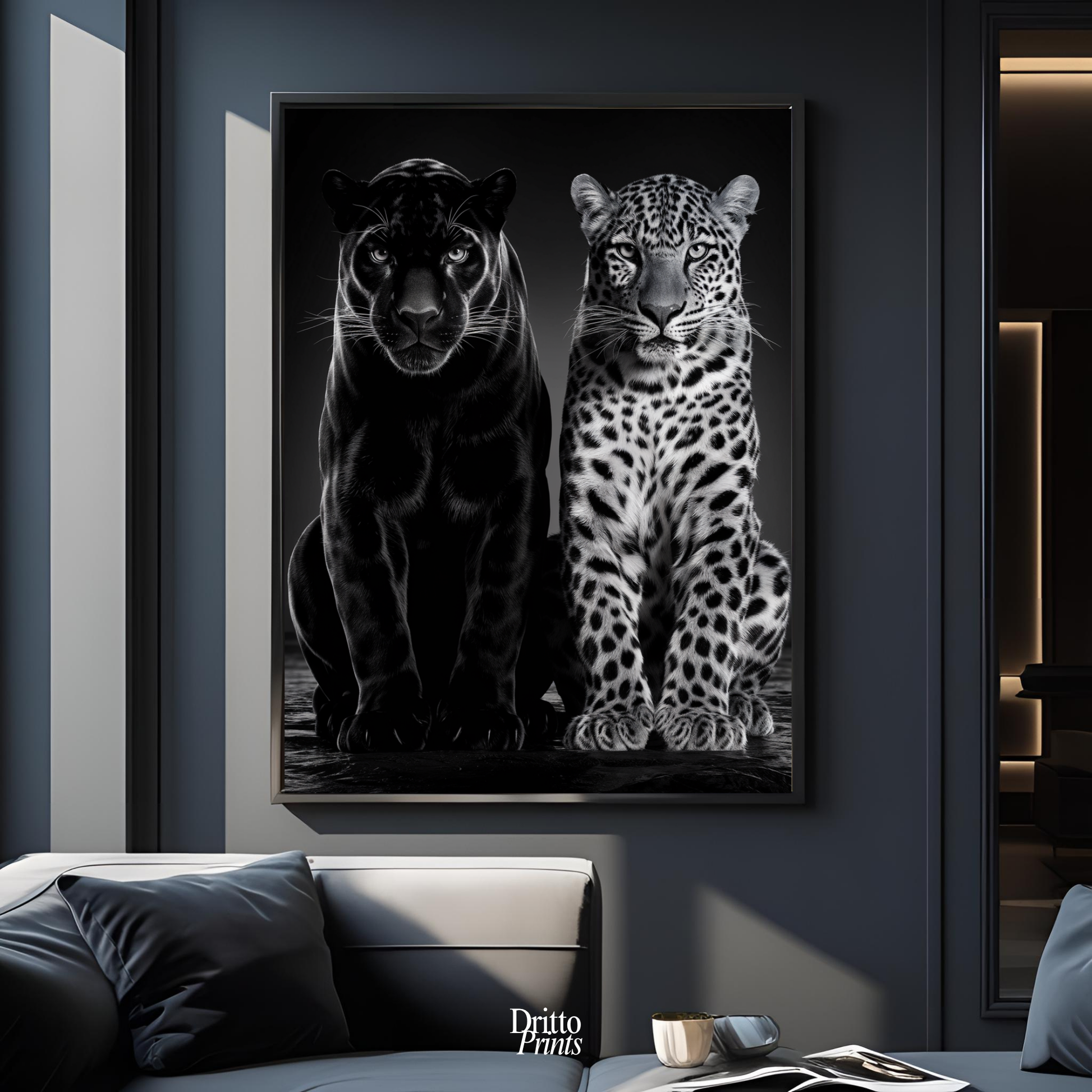 (FD5) Black Panther and Leopard – Silent Royals Framed matte paper poster
