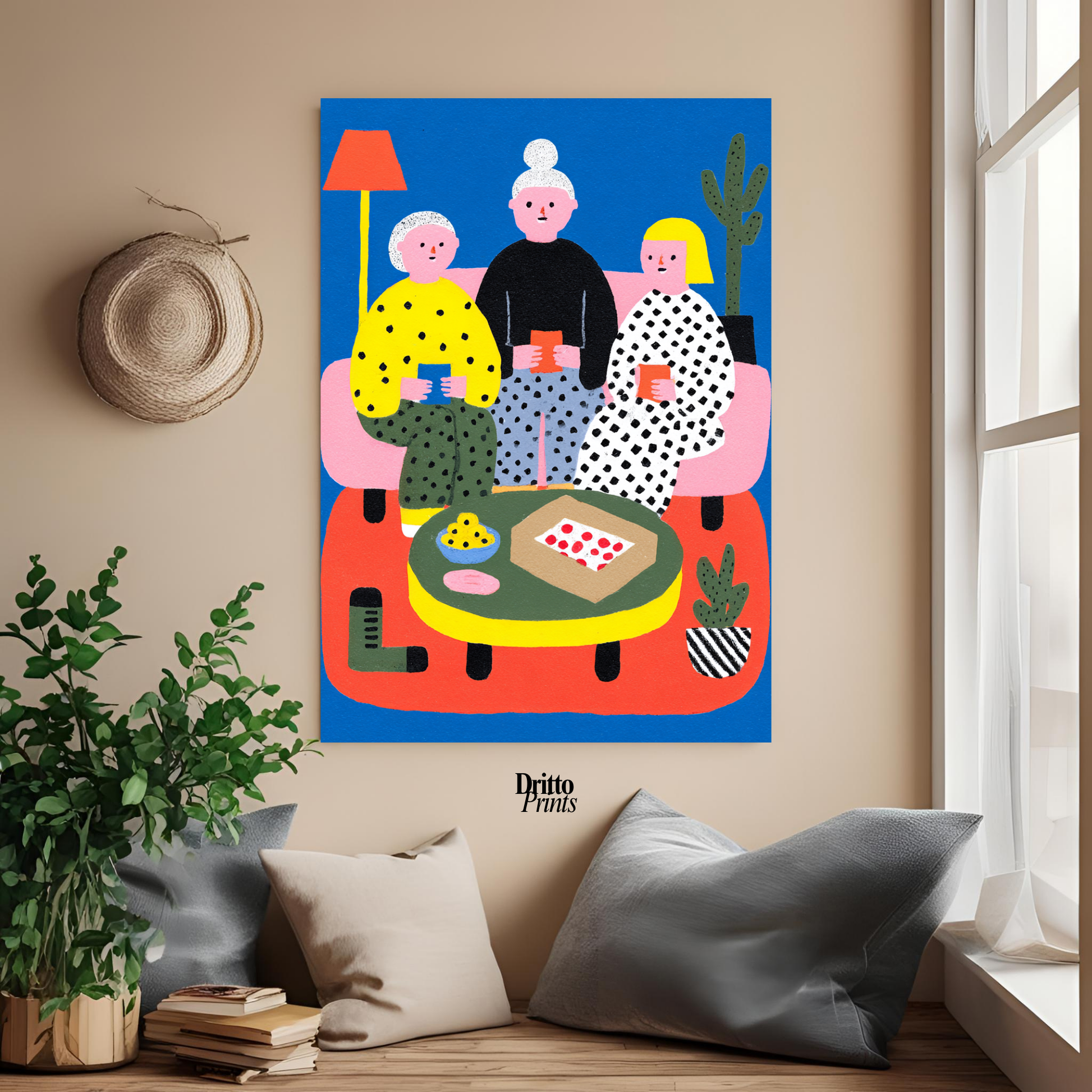 (PD36) Retro Sleepover – Pizza, Batman & 80s Living Room Poster