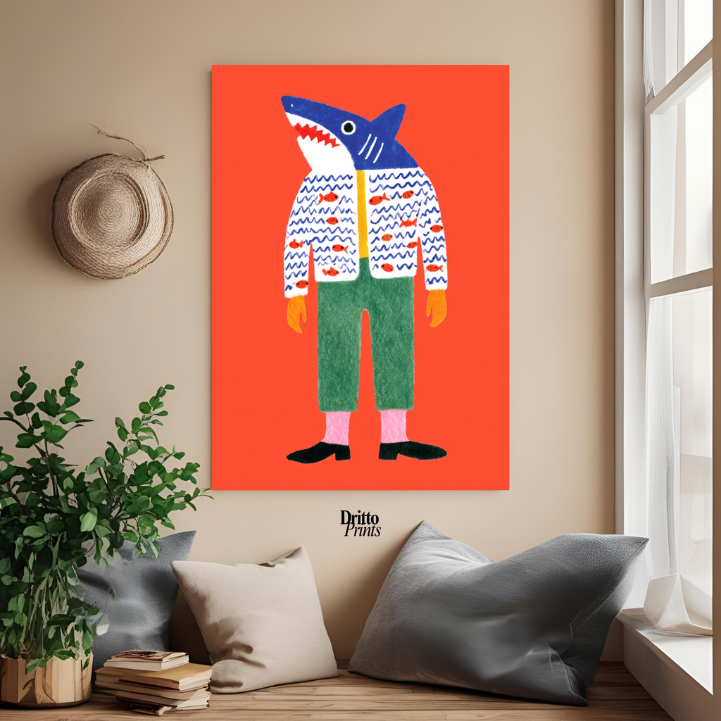 (PD33) Cyber Predator – High-Tech Shark Mask Poster