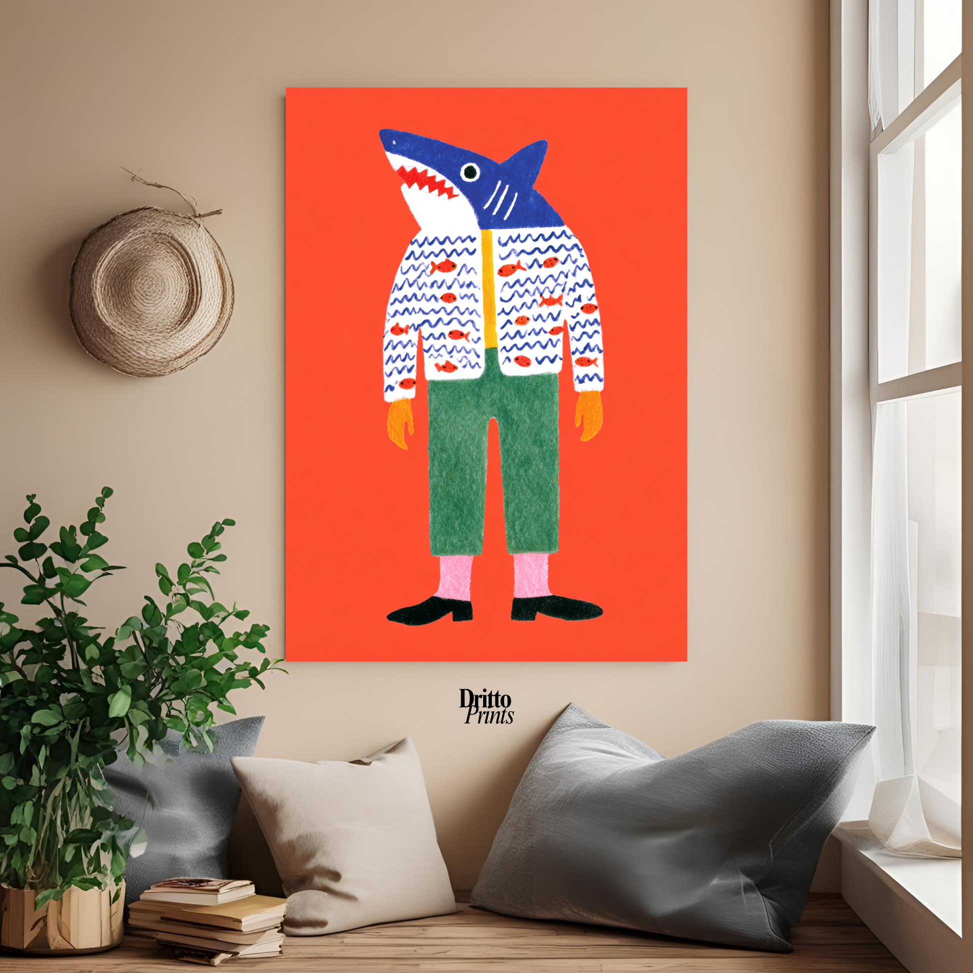 (PD33) Cyber Predator – High-Tech Shark Mask Poster