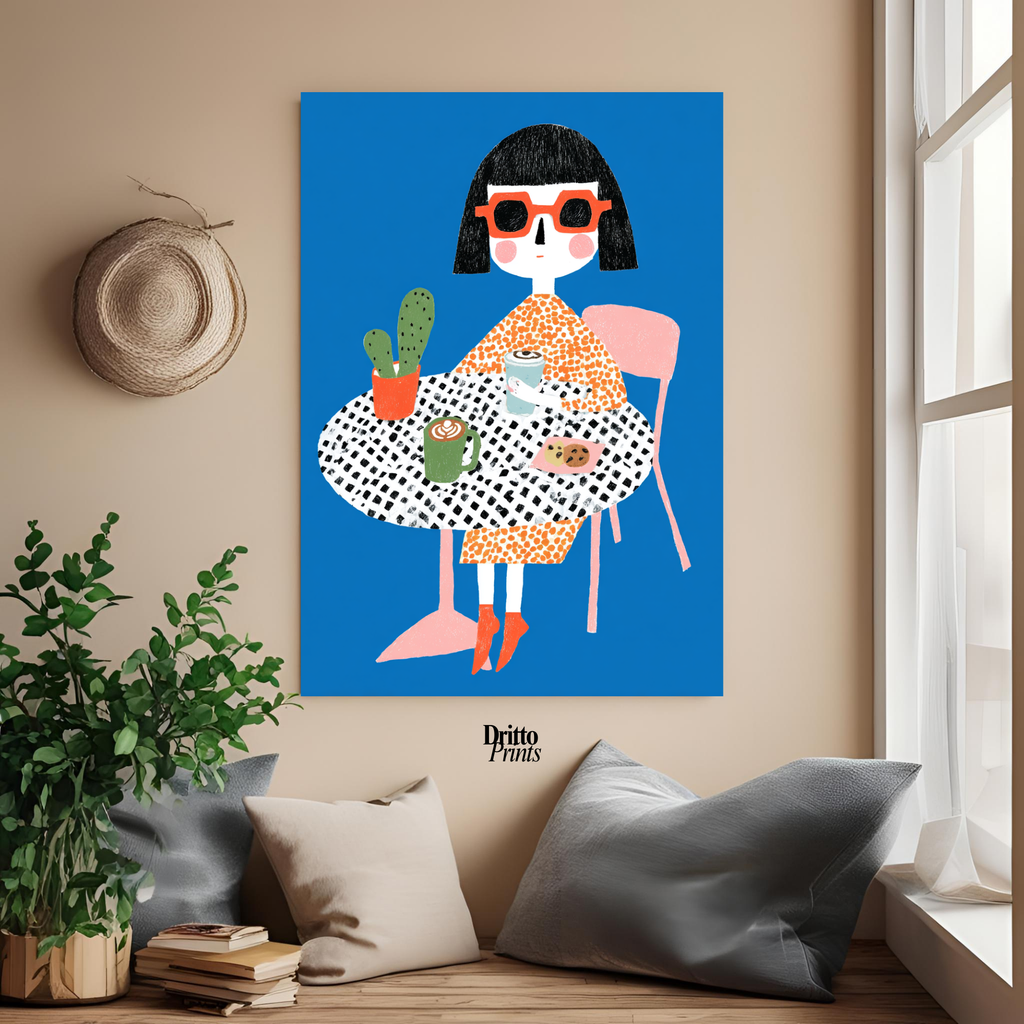 (PD42) Woman At Cafe - Poster