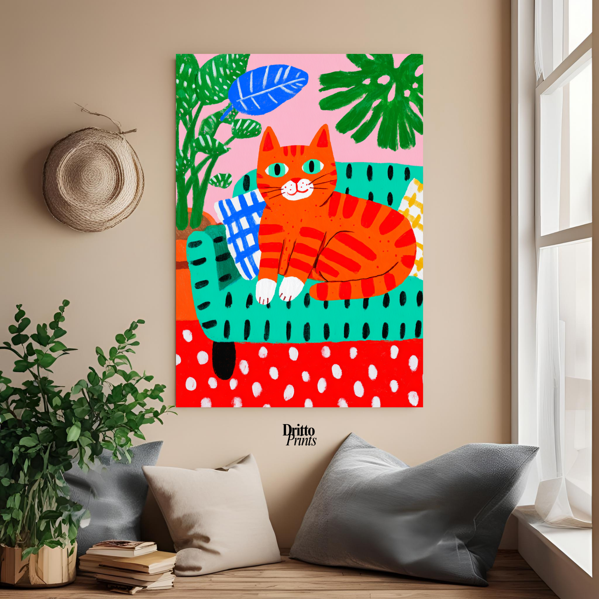 (PD39) Silly Orange Cat Caught in the Act - Poster
