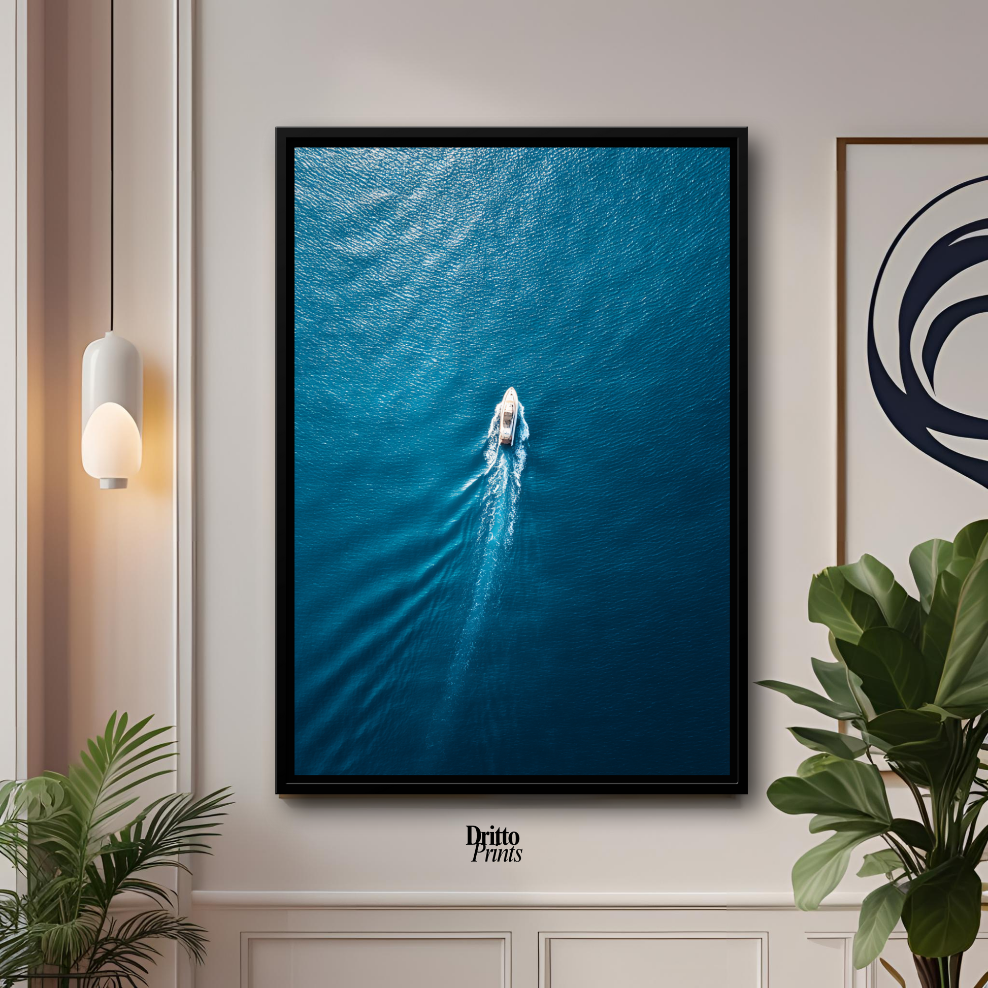 (CF6) Morning Drift Over Blue - Framed canvas