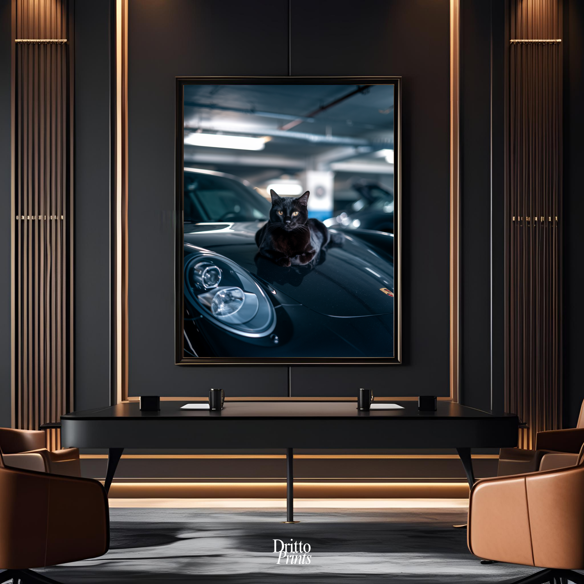 (FD9) Black Cat Turbo - Framed matte paper poster