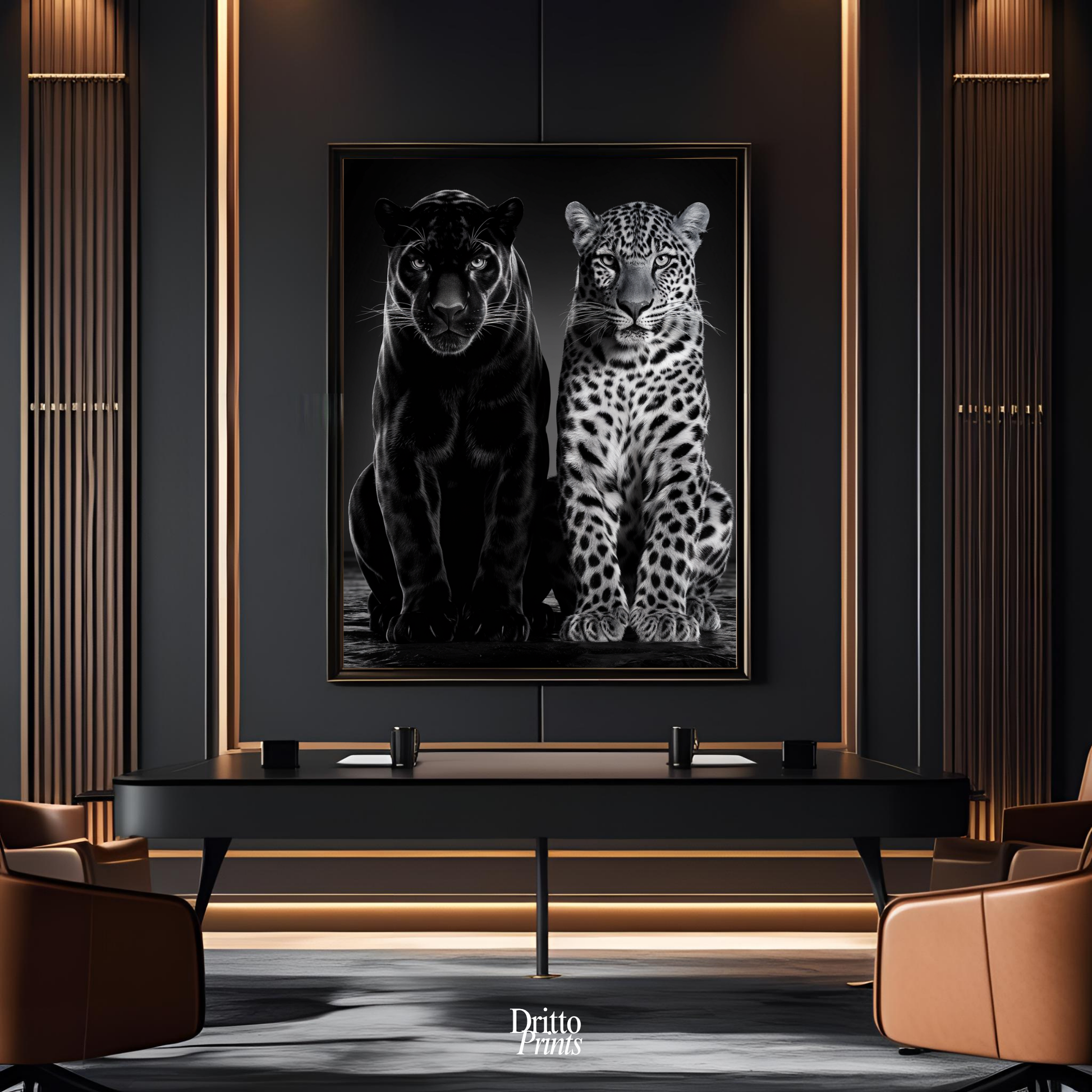 (FD5) Black Panther and Leopard – Silent Royals Framed matte paper poster