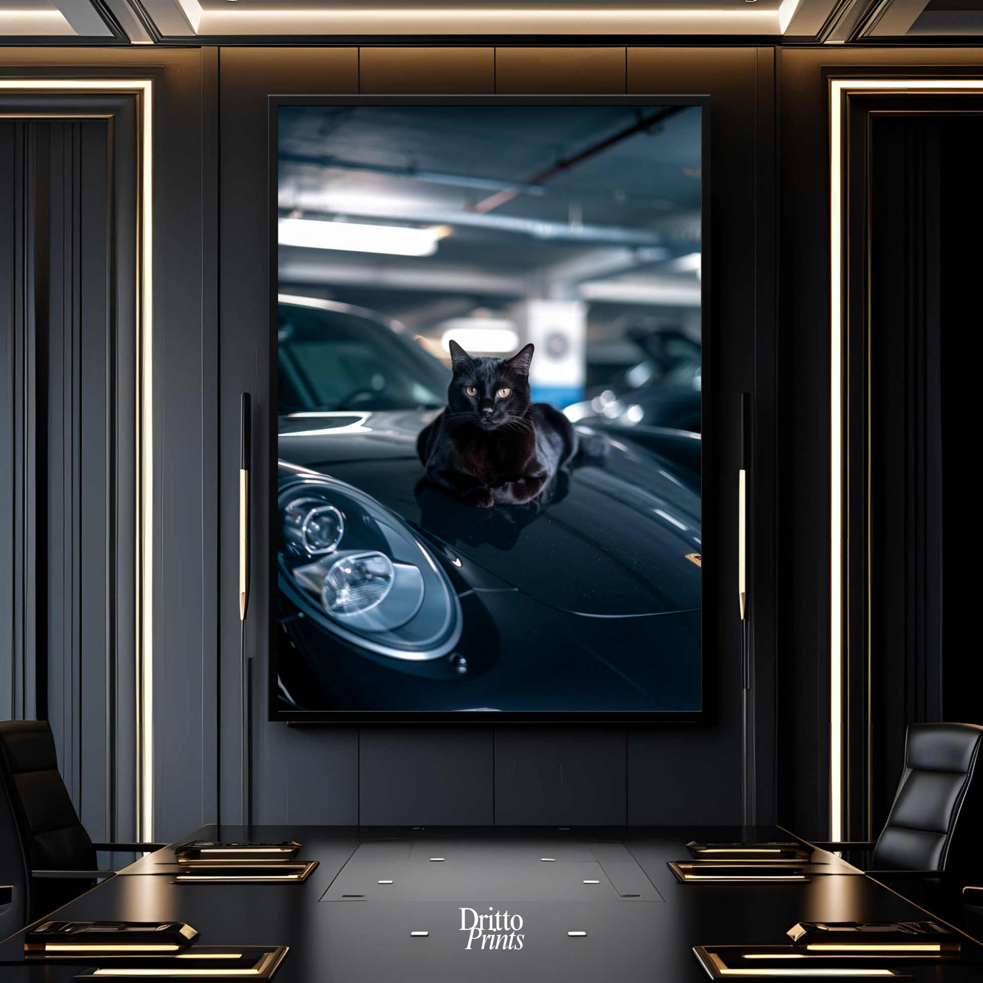 (FD9) Black Cat Turbo - Framed matte paper poster