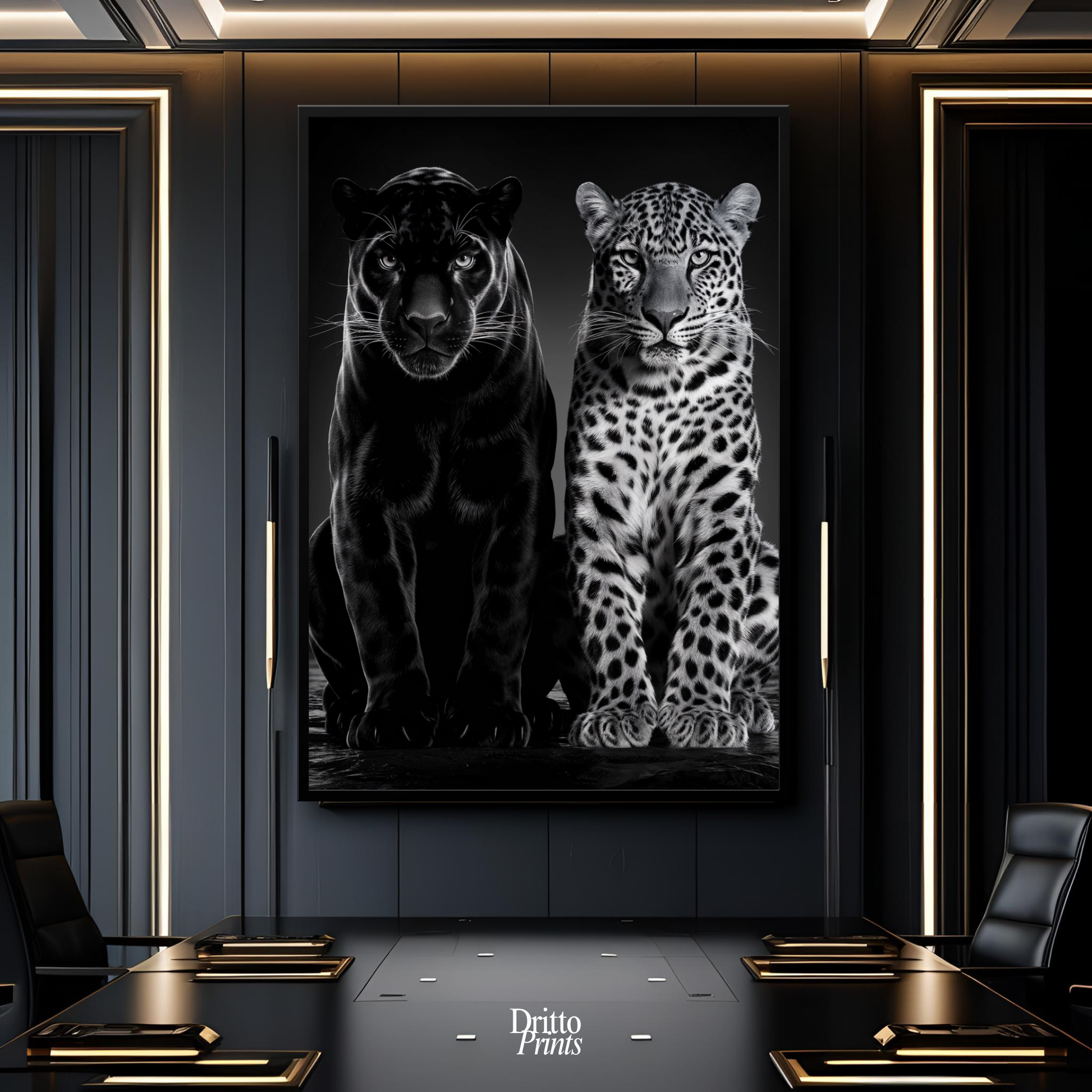 (FD5) Black Panther and Leopard – Silent Royals Framed matte paper poster