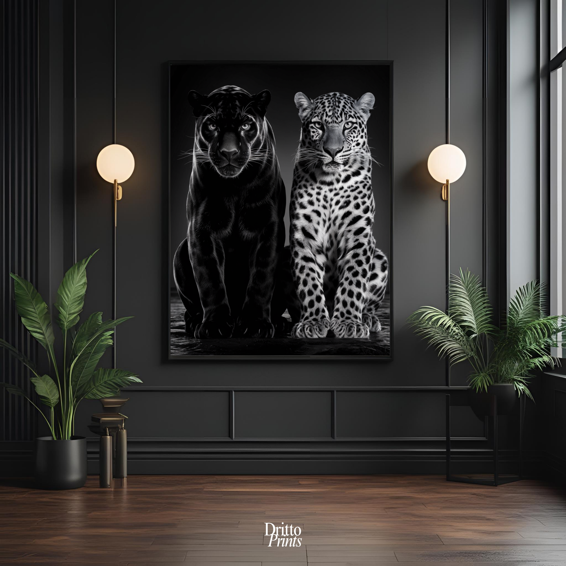 (FD5) Black Panther and Leopard – Silent Royals Framed matte paper poster