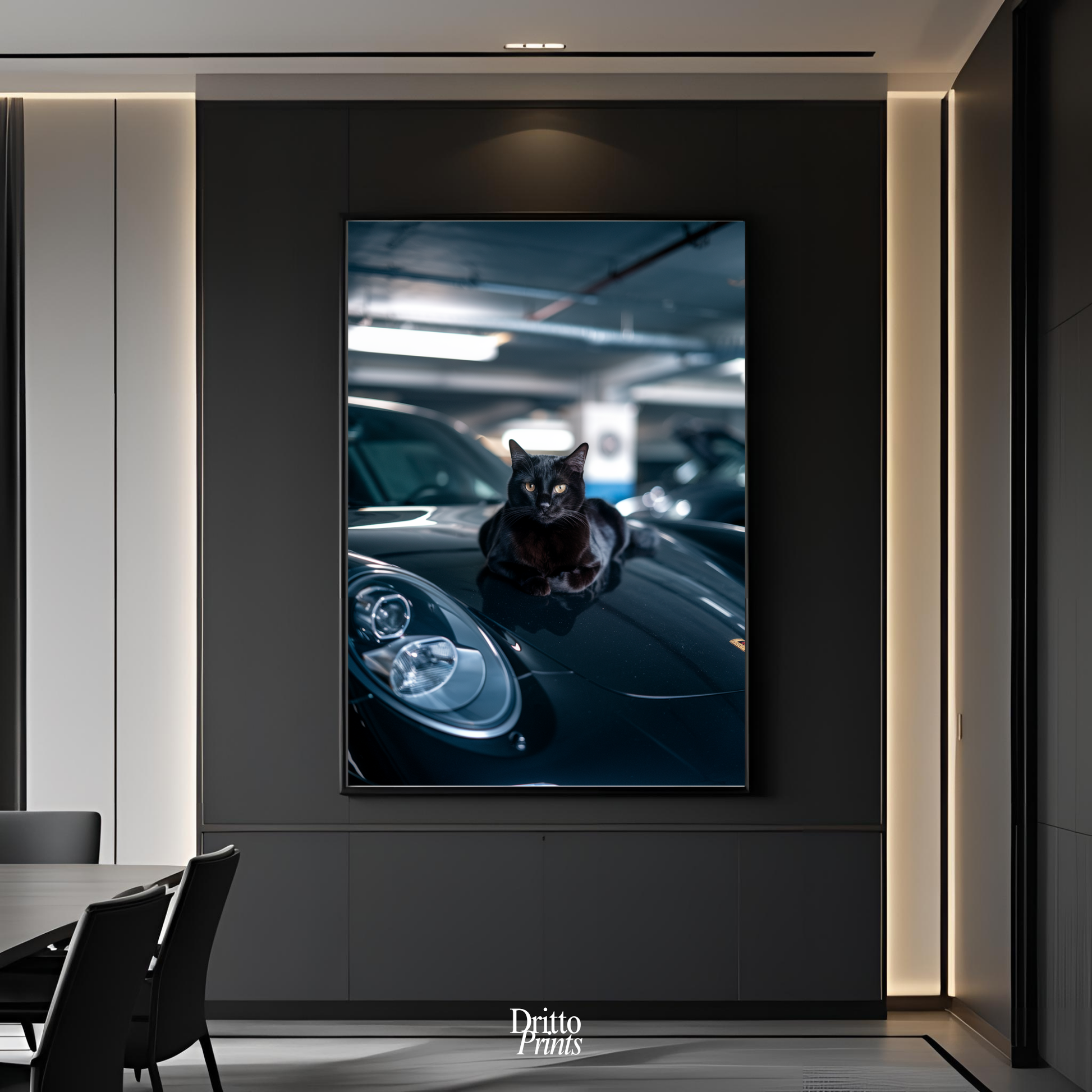 (FD9) Black Cat Turbo - Framed matte paper poster