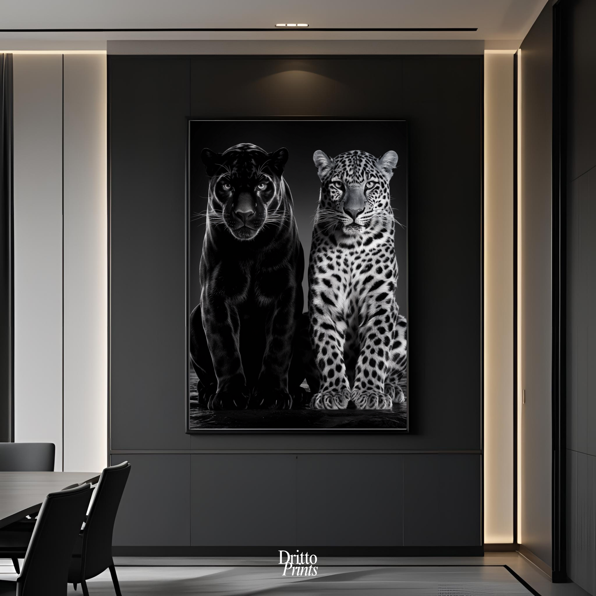 (FD5) Black Panther and Leopard – Silent Royals Framed matte paper poster