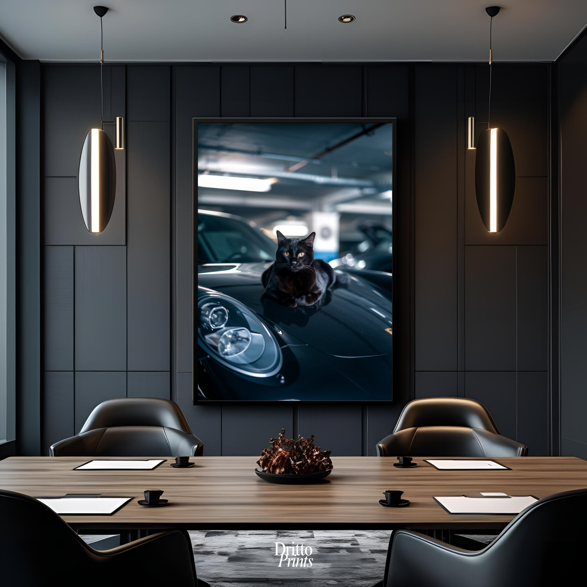 (FD9) Black Cat Turbo - Framed matte paper poster