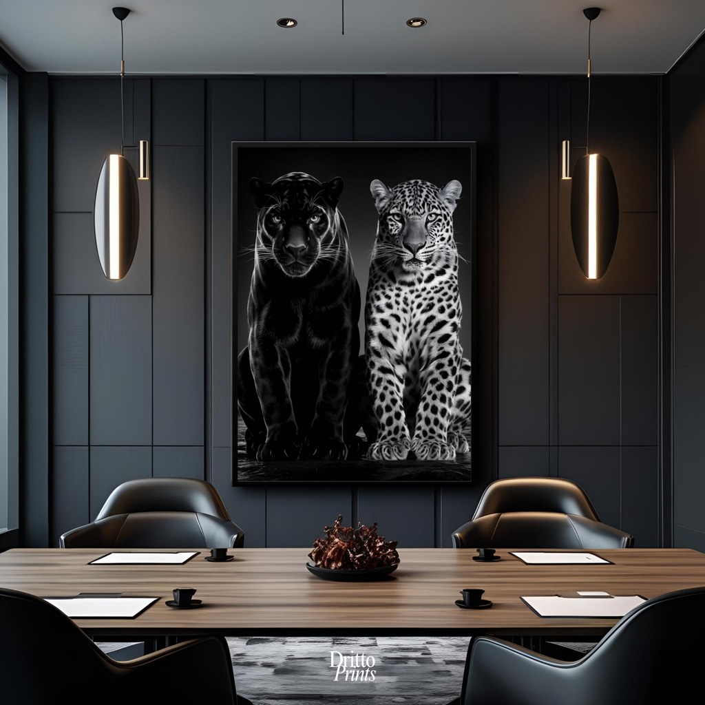 (FD5) Black Panther and Leopard – Silent Royals Framed matte paper poster