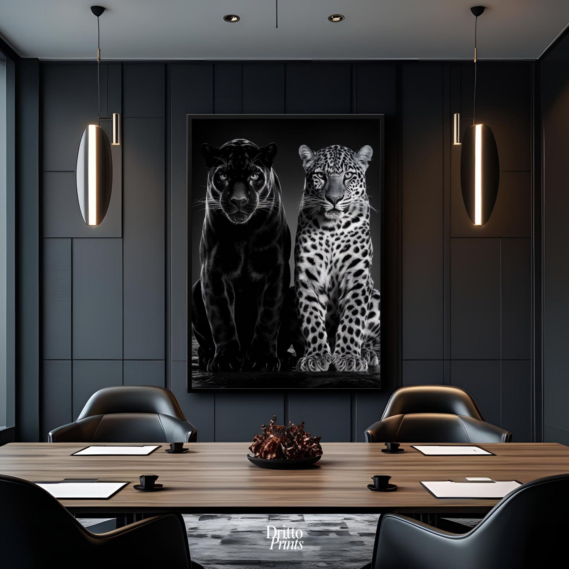 (FD5) Black Panther and Leopard – Silent Royals Framed matte paper poster