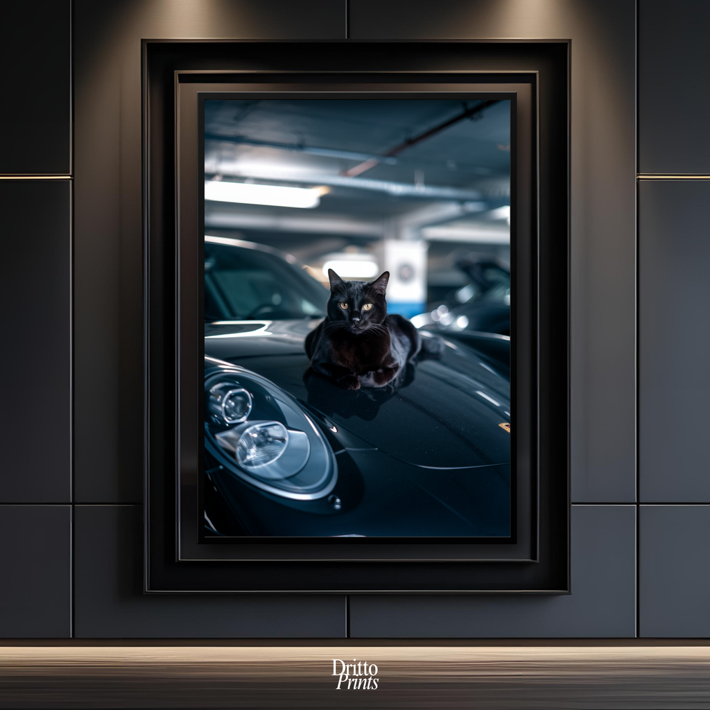 (FD9) Black Cat Turbo - Framed matte paper poster