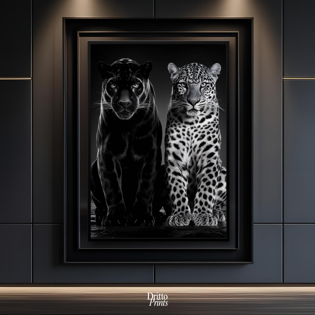 (FD5) Black Panther and Leopard – Silent Royals Framed matte paper poster