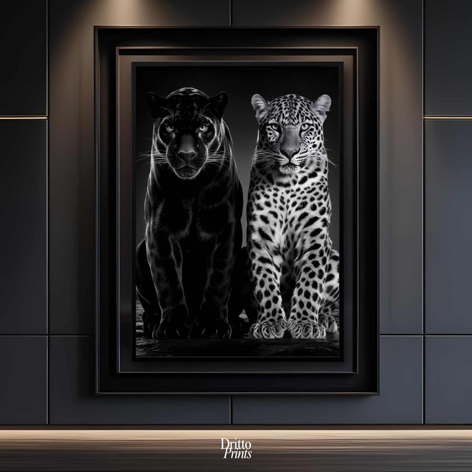(FD5) Black Panther and Leopard – Silent Royals Framed matte paper poster