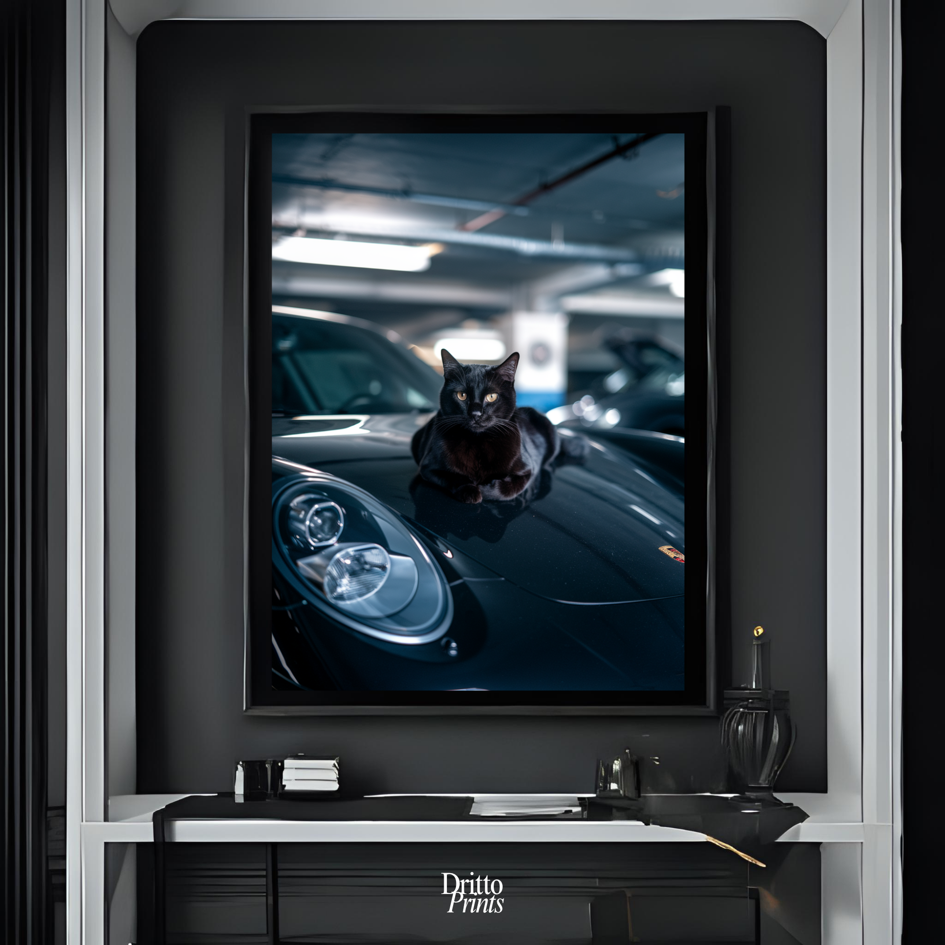 (FD9) Black Cat Turbo - Framed matte paper poster