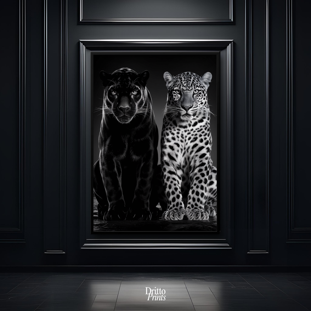 (FD5) Black Panther and Leopard – Silent Royals Framed matte paper poster
