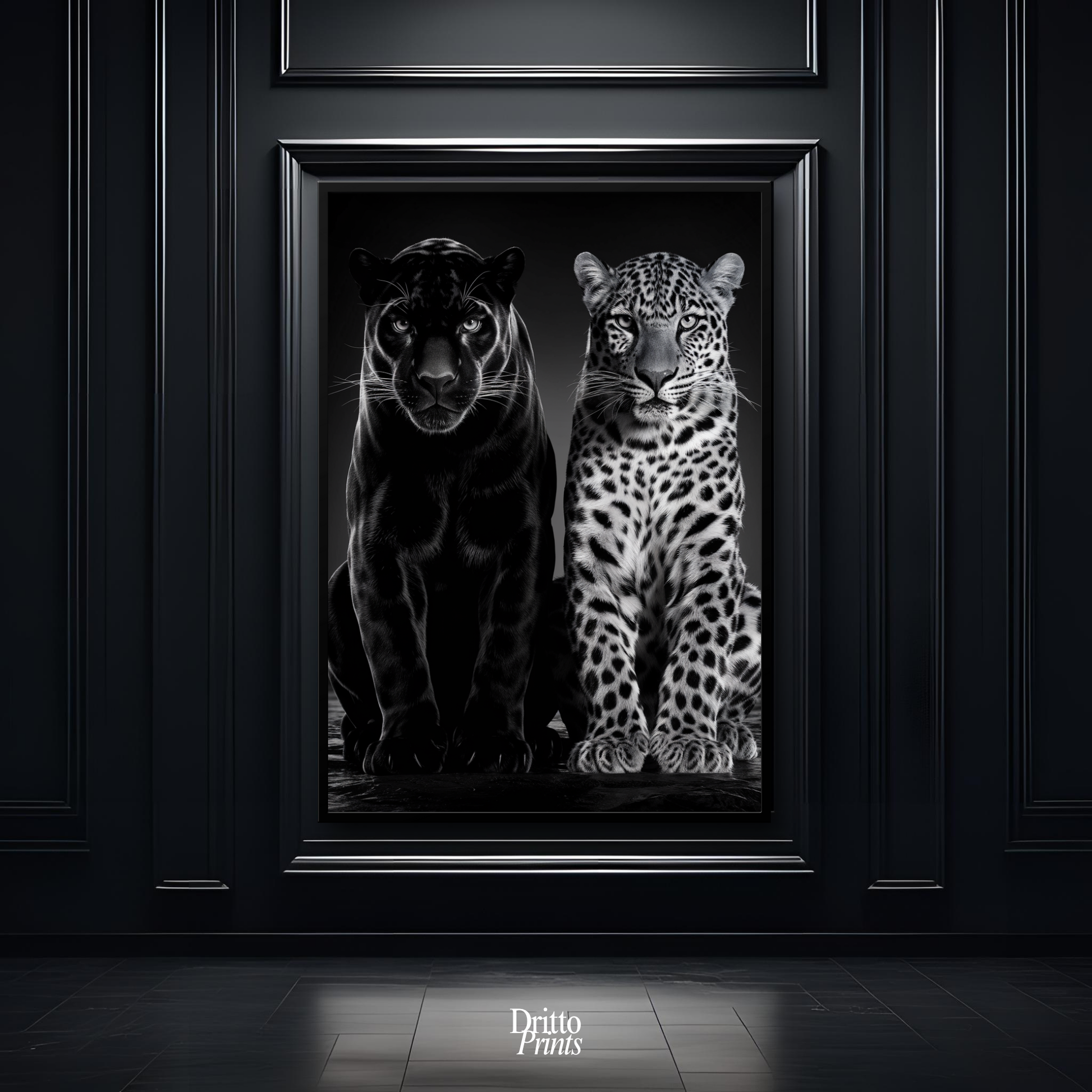 (FD5) Black Panther and Leopard – Silent Royals Framed matte paper poster