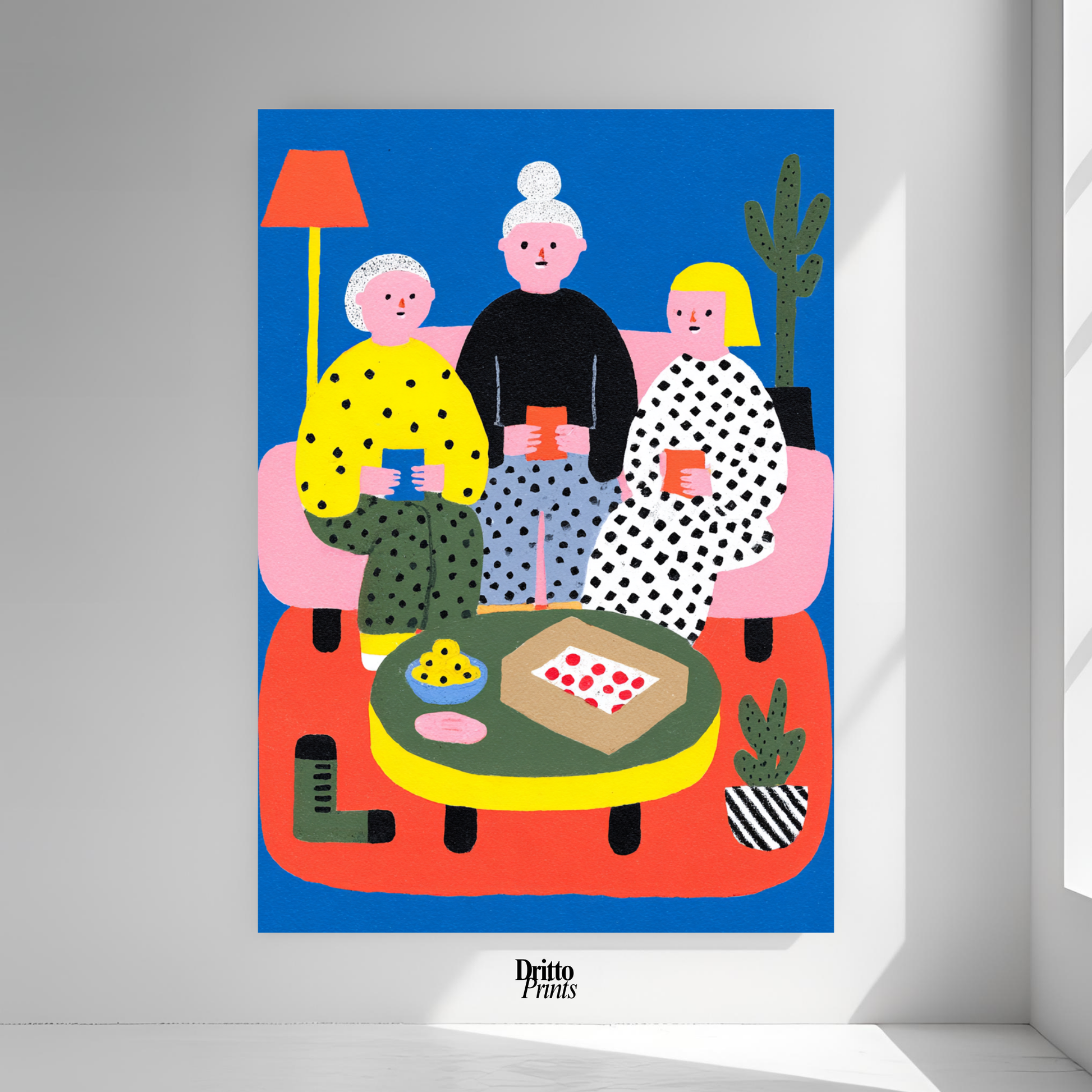 (PD36) Retro Sleepover – Pizza, Batman & 80s Living Room Poster