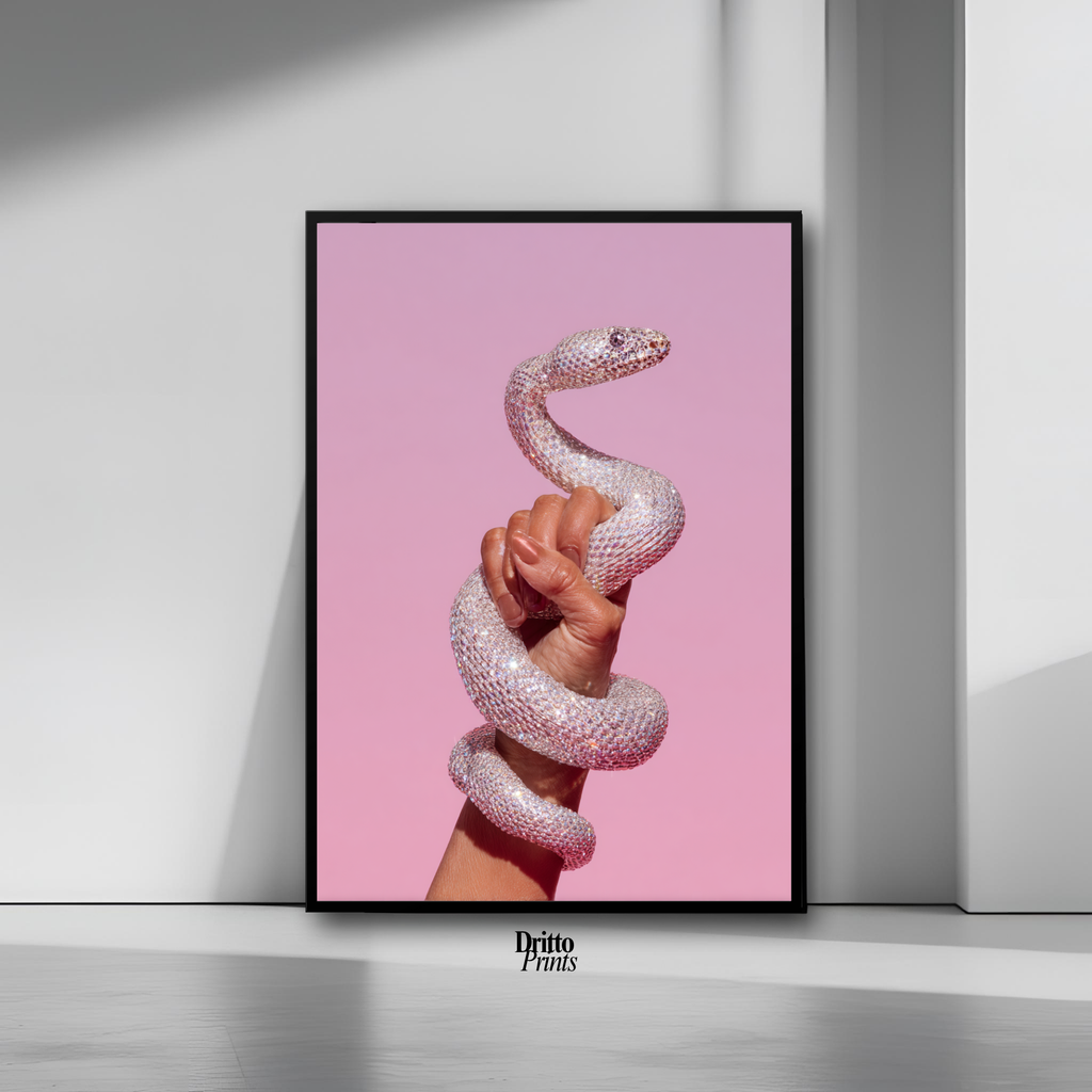 (FD31) Diamond Serpent in Her Hand - Framed matte paper poster