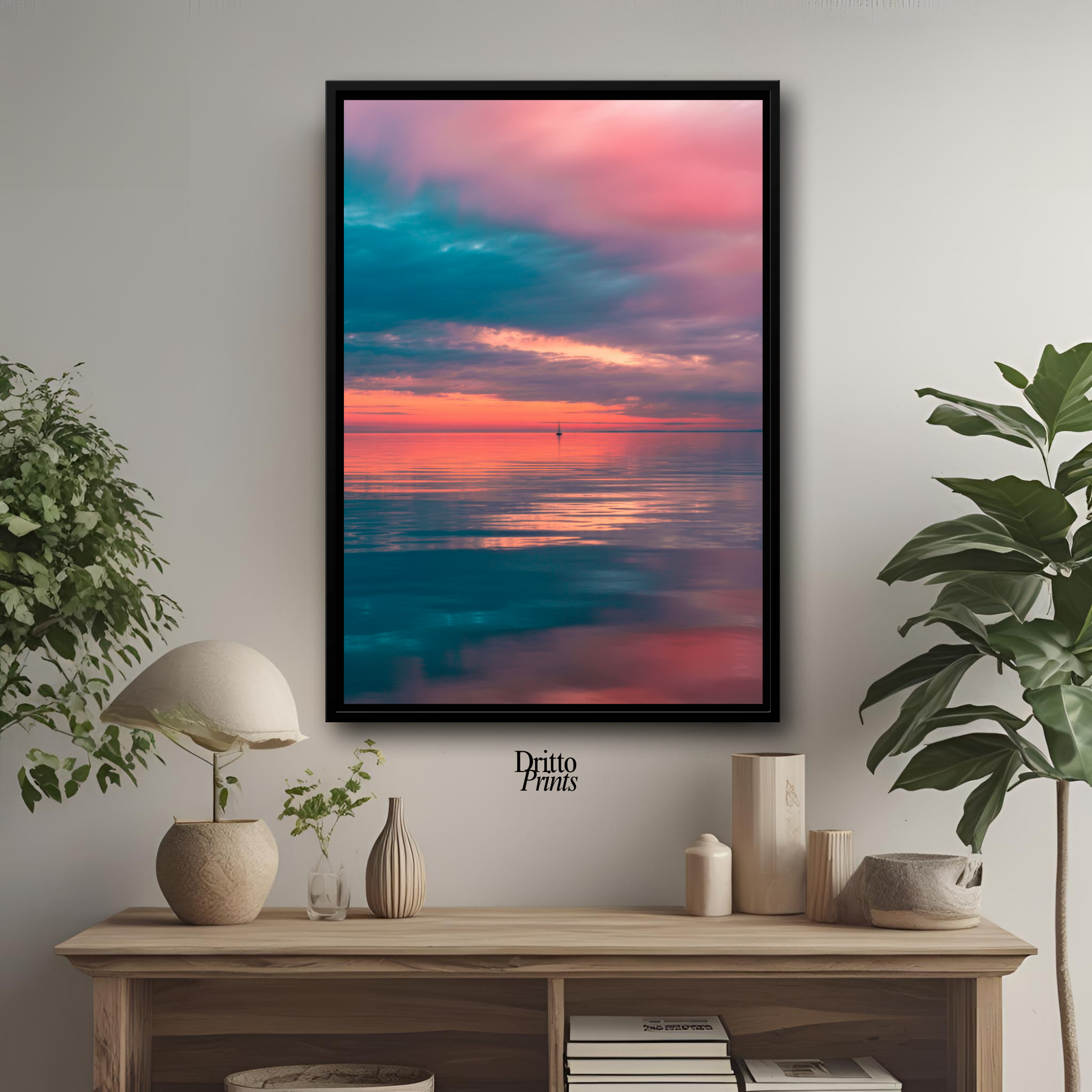 (CF4) Tranquil Neon Dawn - Framed canvas