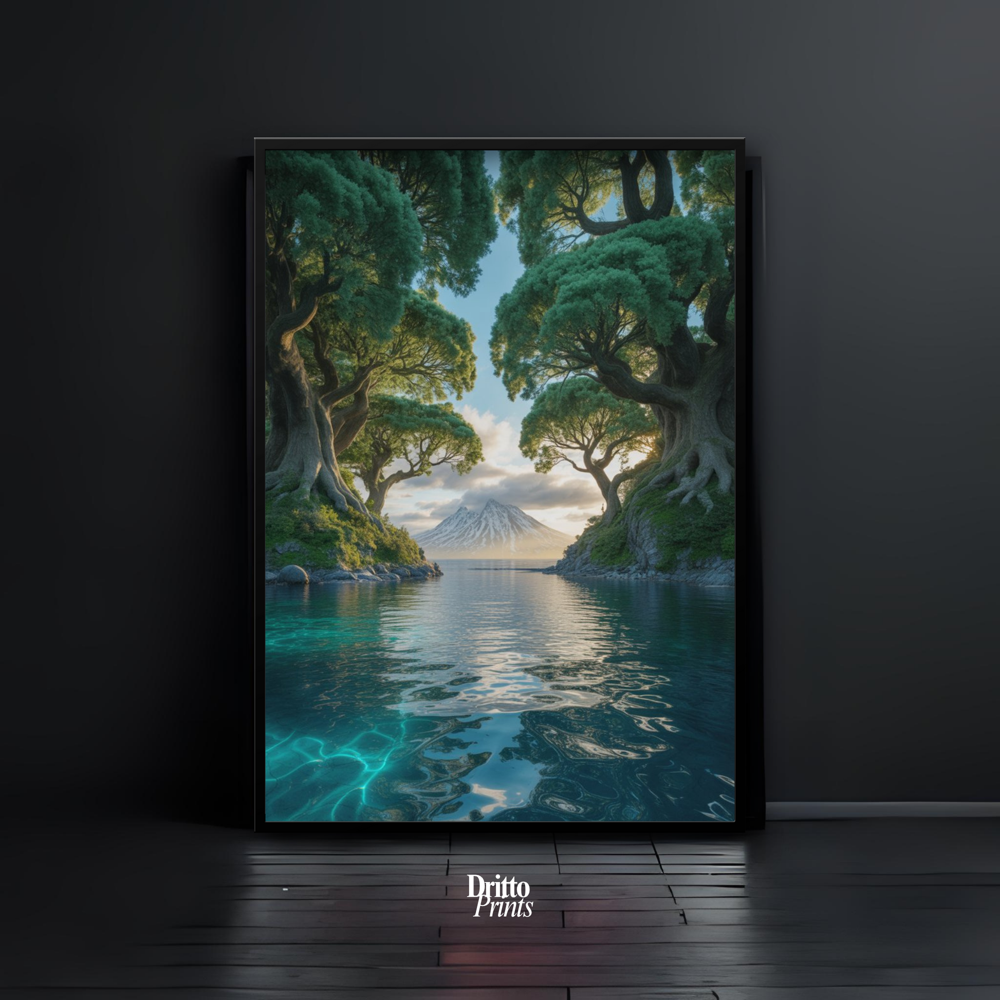 (FD28) Serene Forest & Sea - Framed matte paper poster