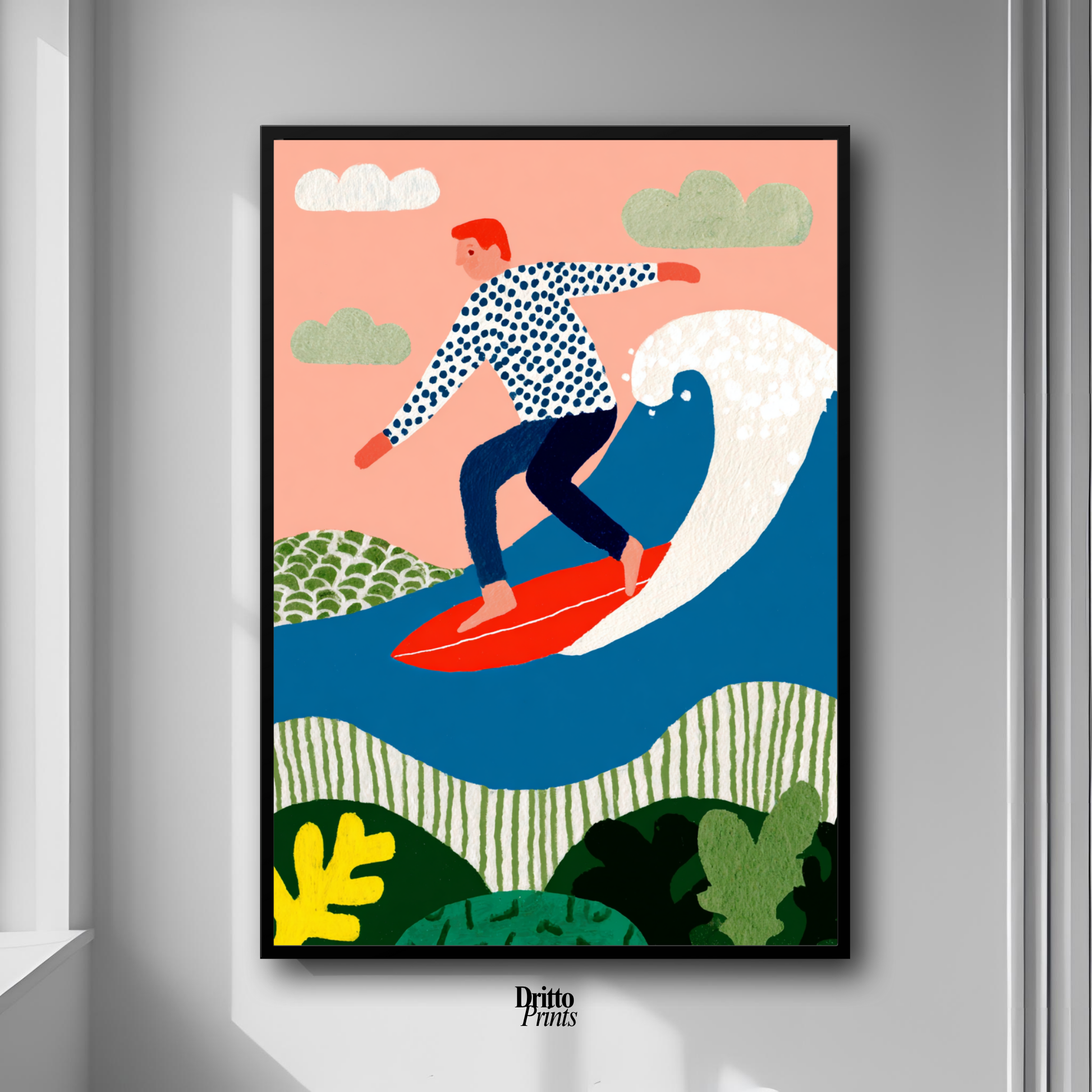 (FD39) Big Wave Ride – Framed matte paper poster