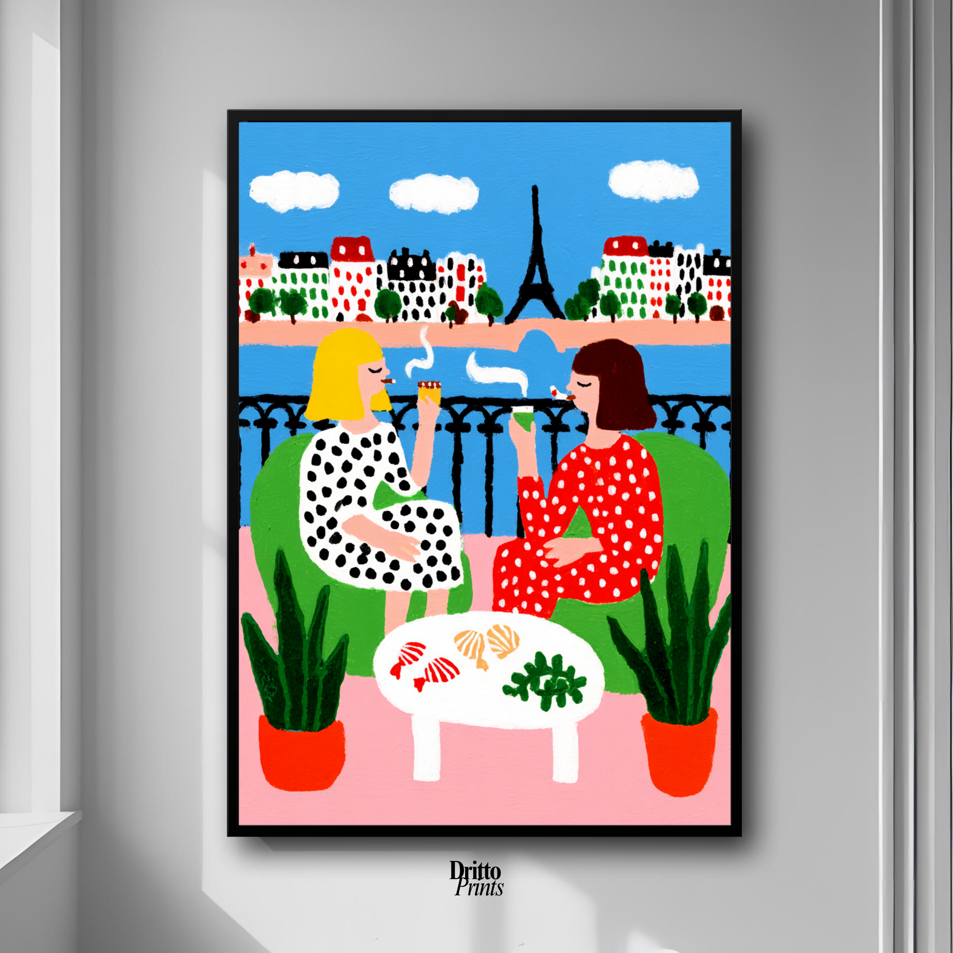 (FD36) Balcony Moments in Paris – Matisse Style Framed Matte Paper Poster