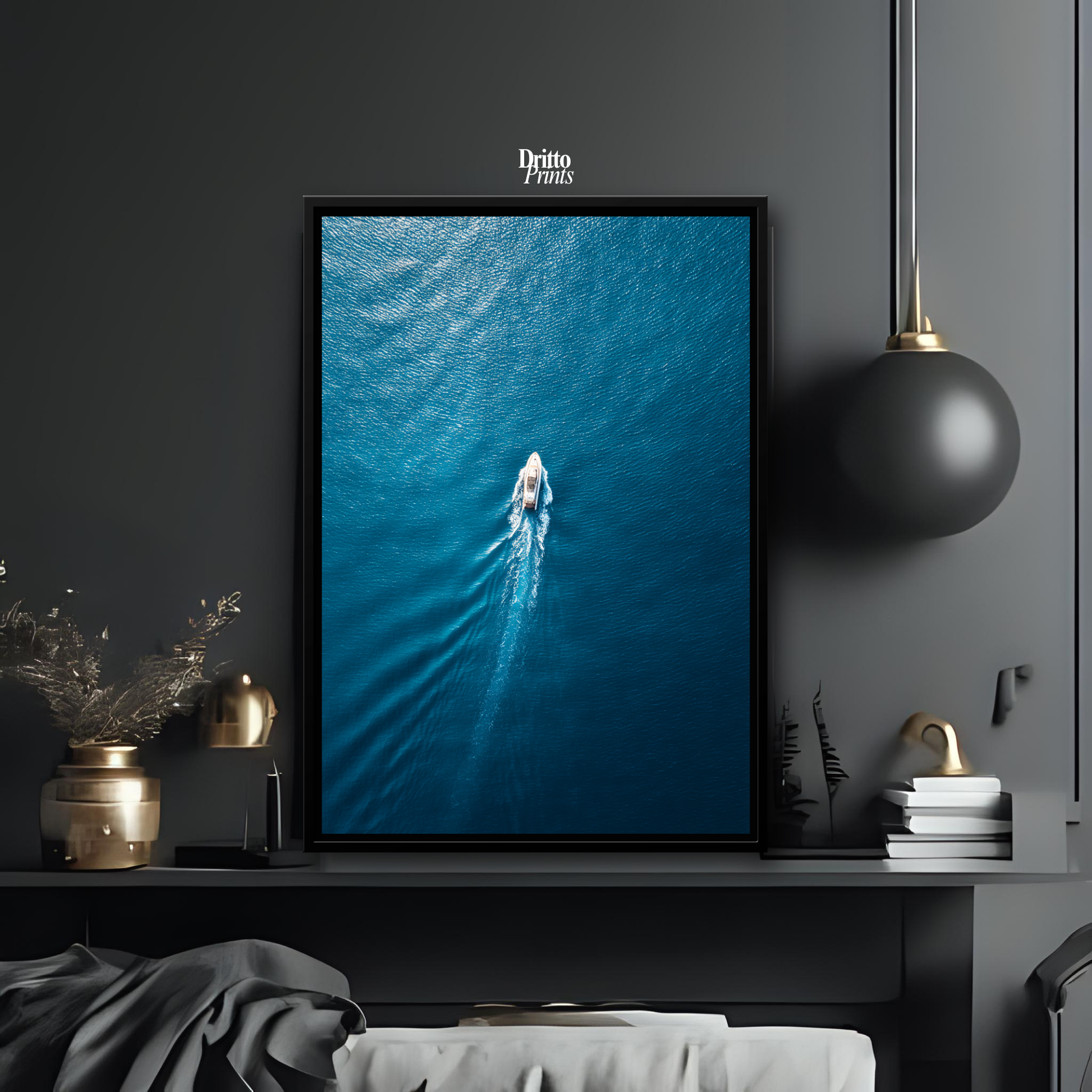 (CF6) Morning Drift Over Blue - Framed canvas