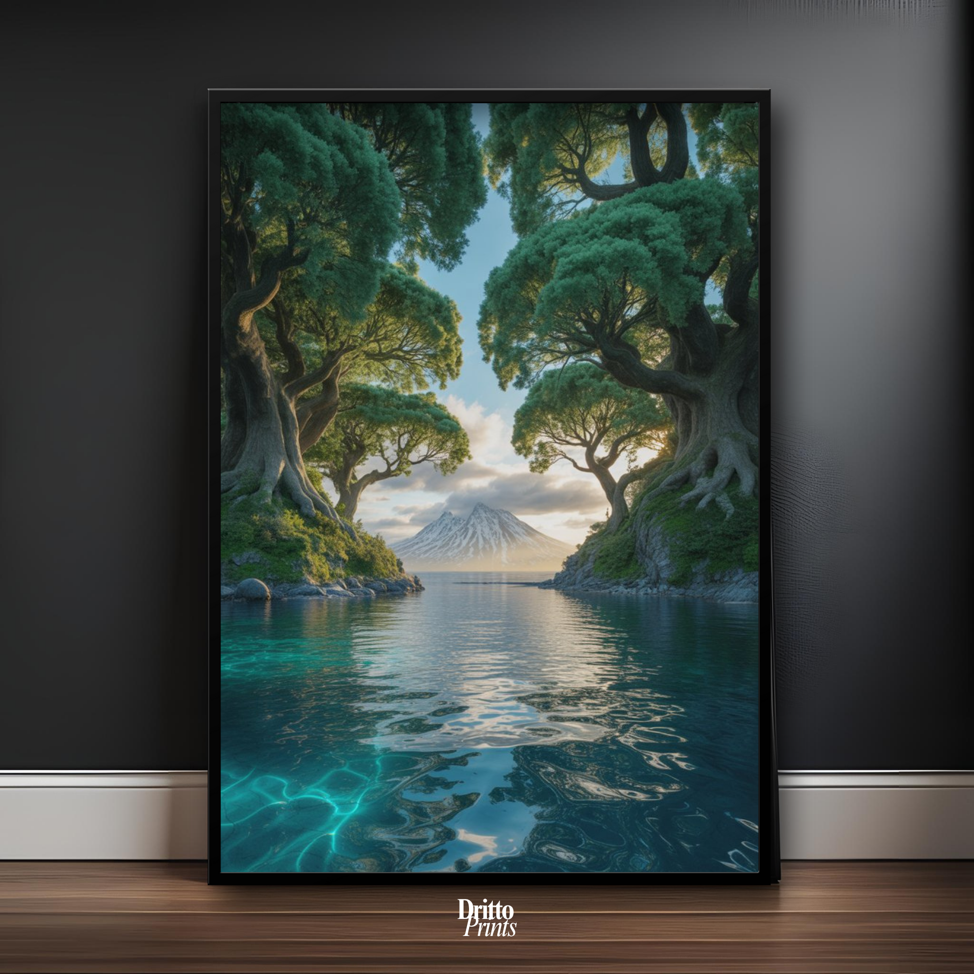 (FD28) Serene Forest & Sea - Framed matte paper poster