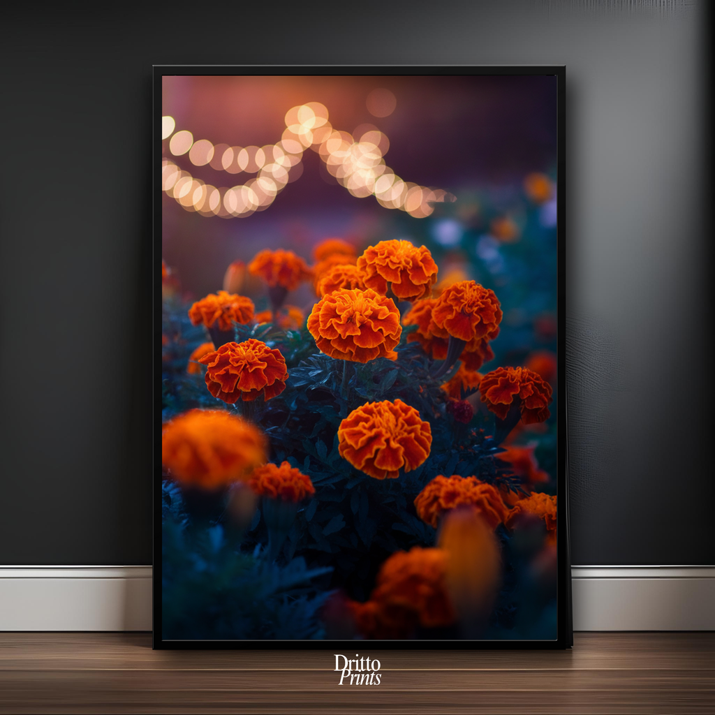 (FD19) Golden Marigolds - Framed matte paper poster